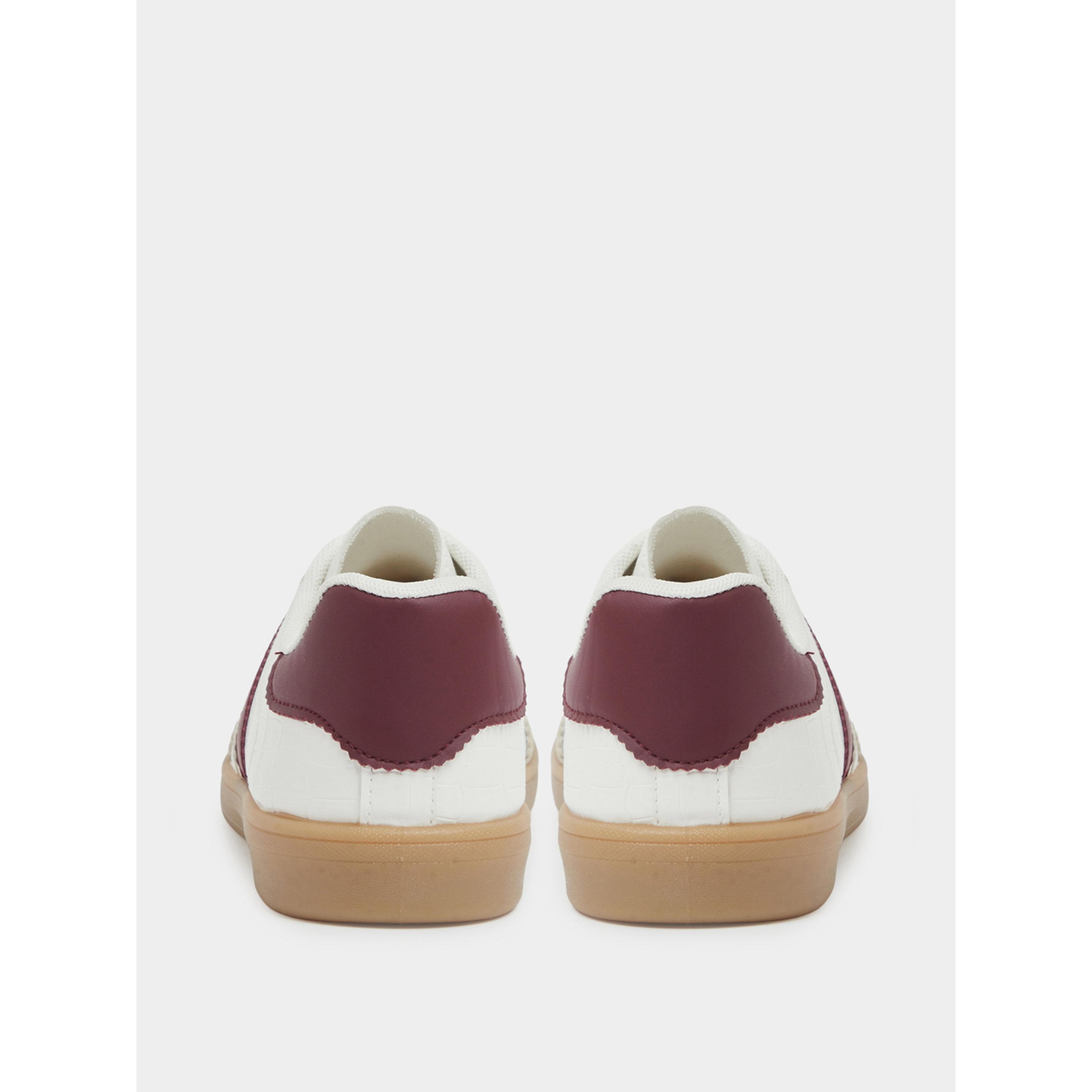 Styli Burgundy Crocodile Embossed PU Sneakers with Gum Sole-women-shoes-sneakers-image-5