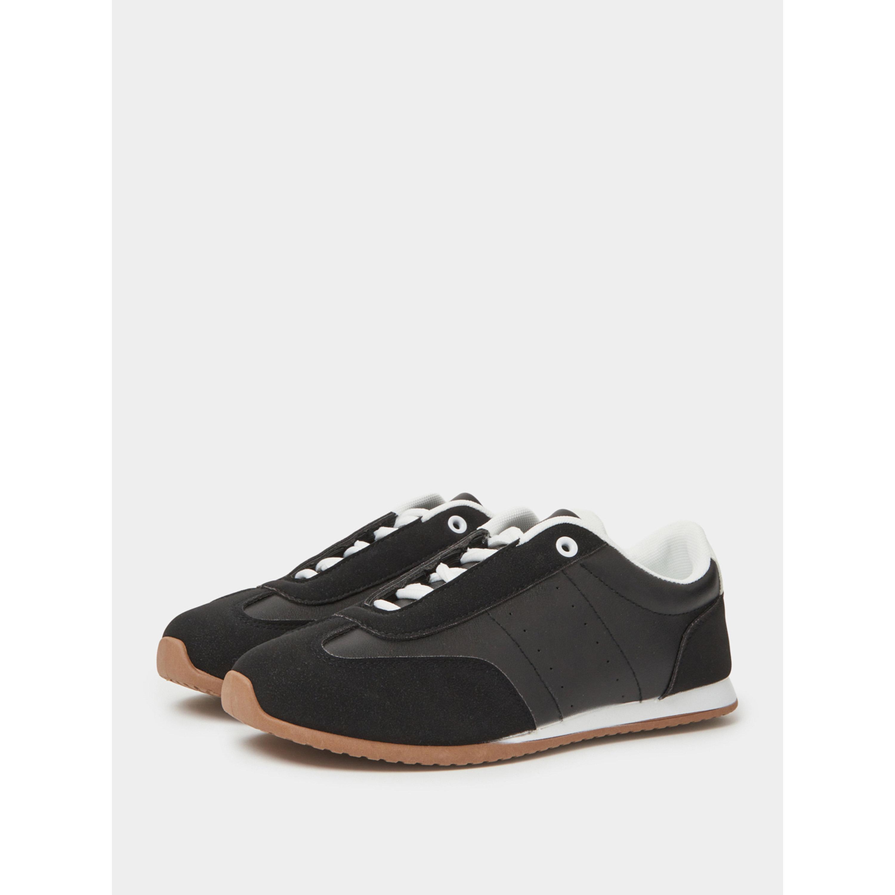 Styli Black Lace-Up Retro Sneakers-women-shoes-sneakers-image-1
