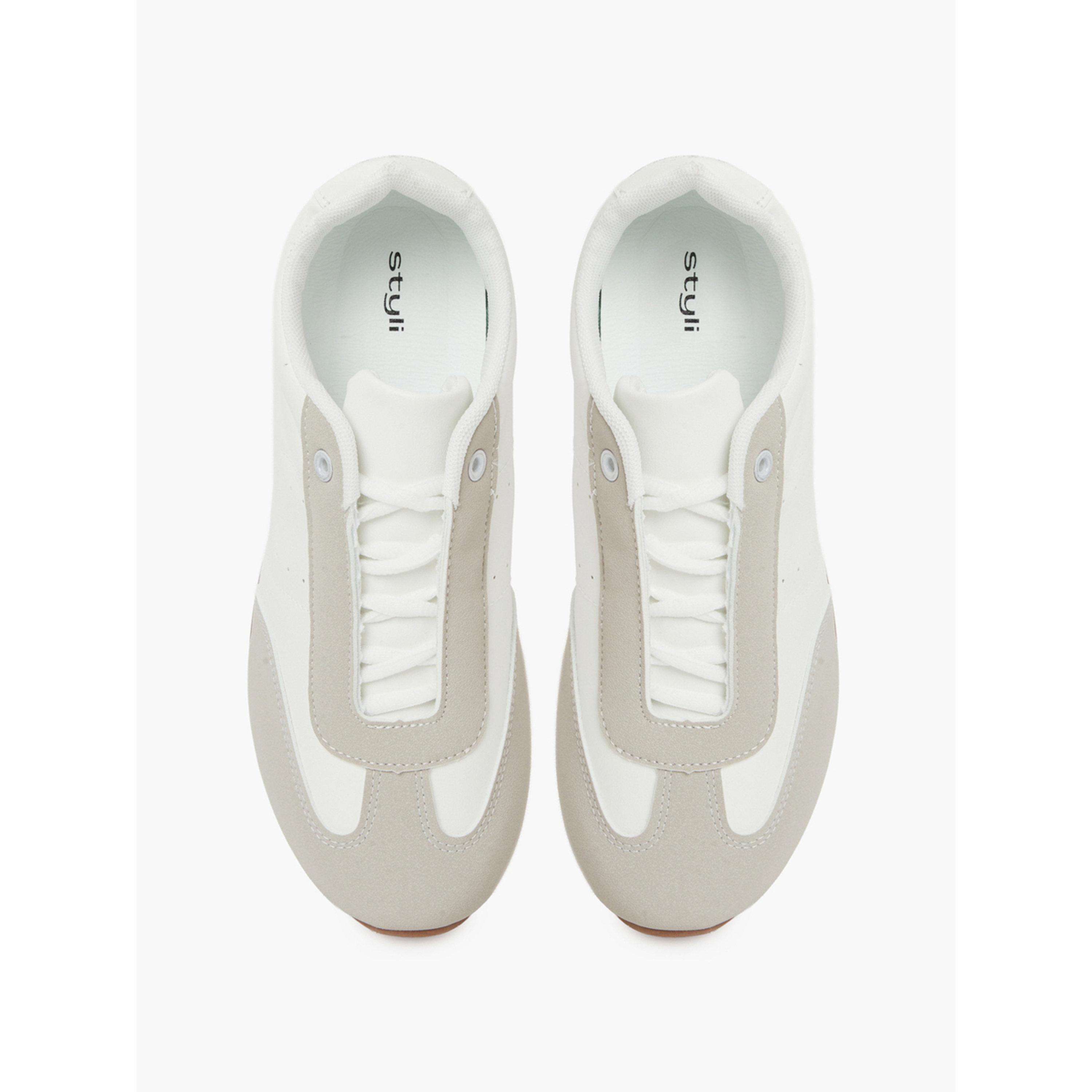 Styli White Lace-Up Retro Sneakers-women-shoes-sneakers-image-3