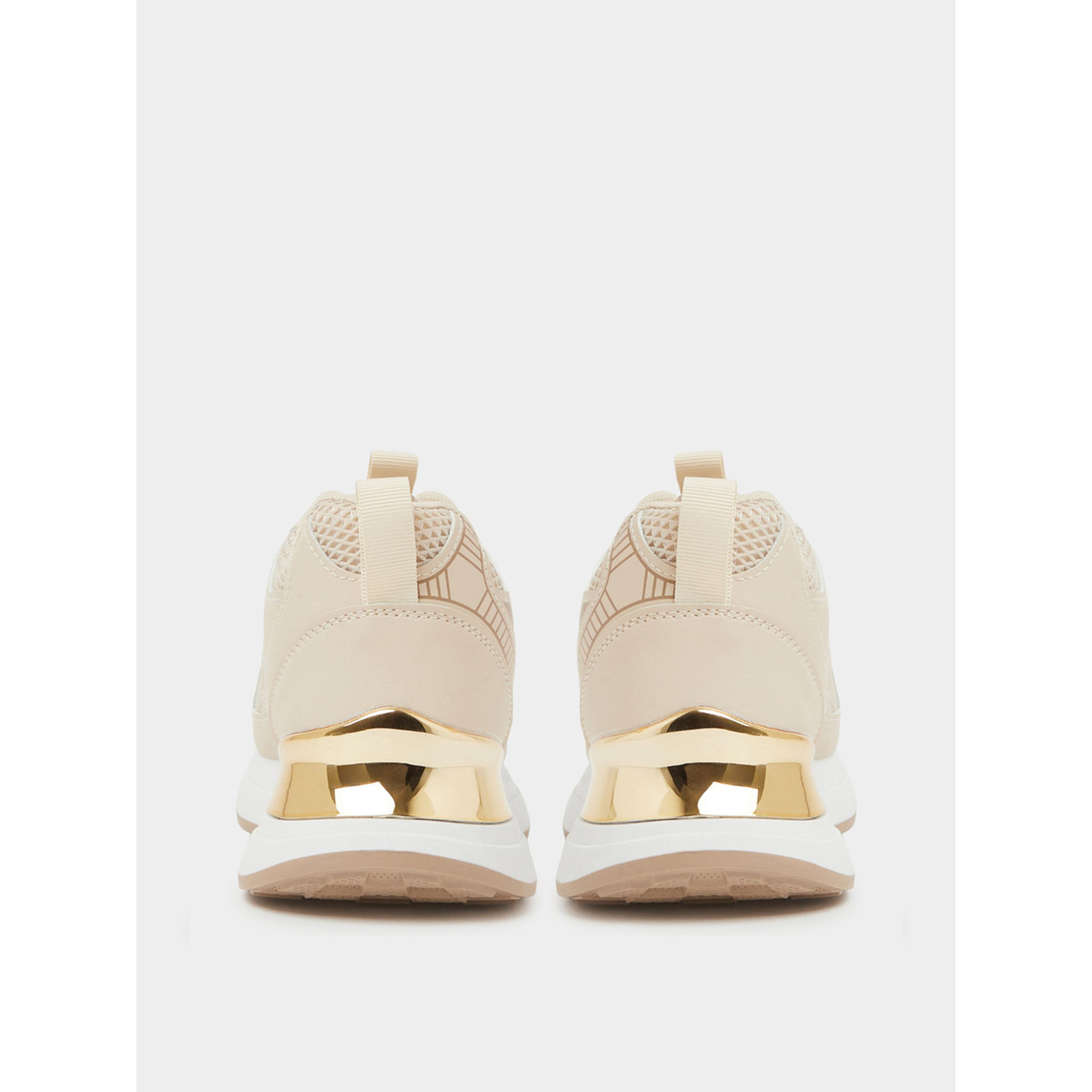 ستايلي - حذاء رياضي أنيق رباط وتفاصيل شبكية بيج-women-shoes-sneakers-image-5