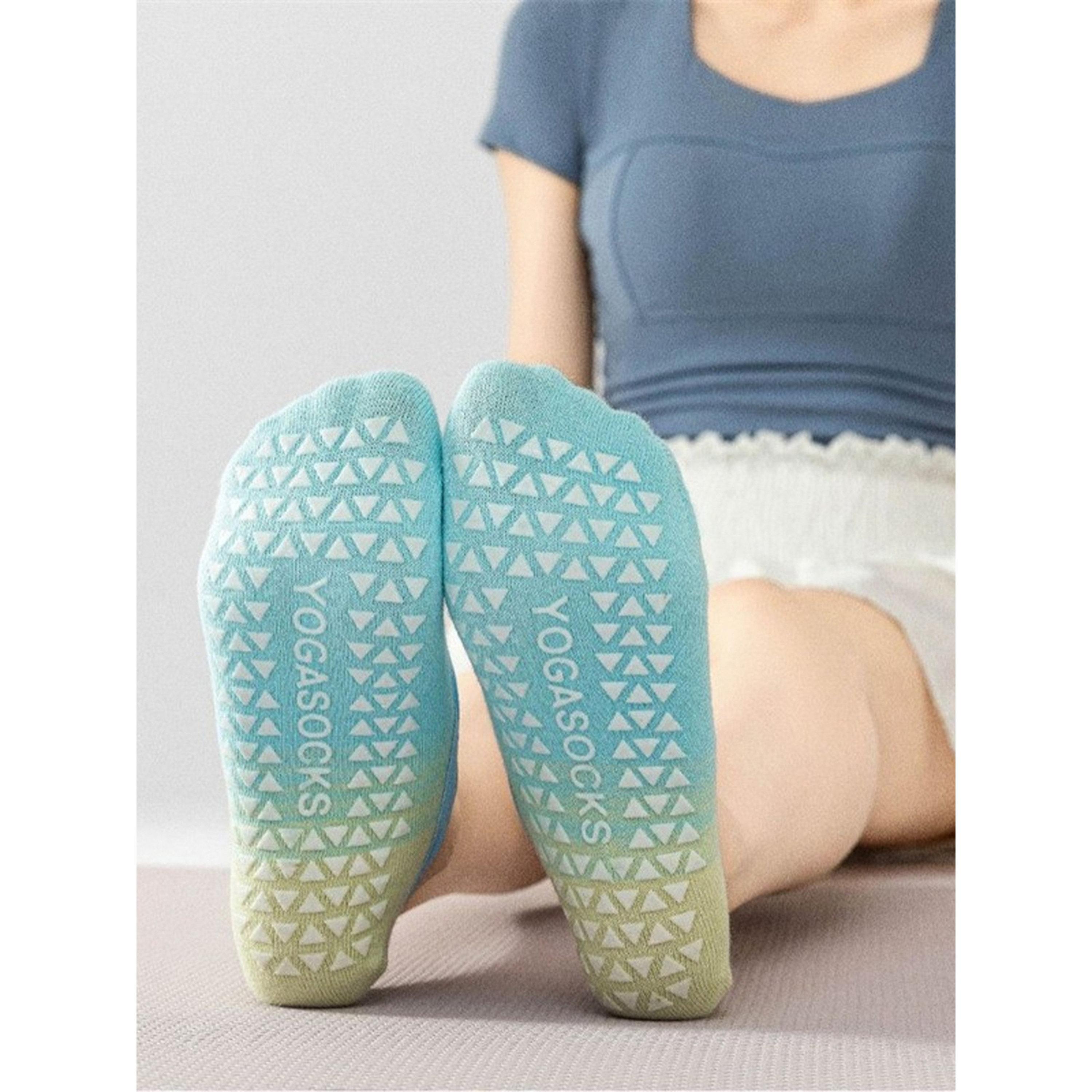 Styli Multi-Color Silicon Pad Contrast Cross Over Strap Yoga Socks-women-socksandstockings-image-4