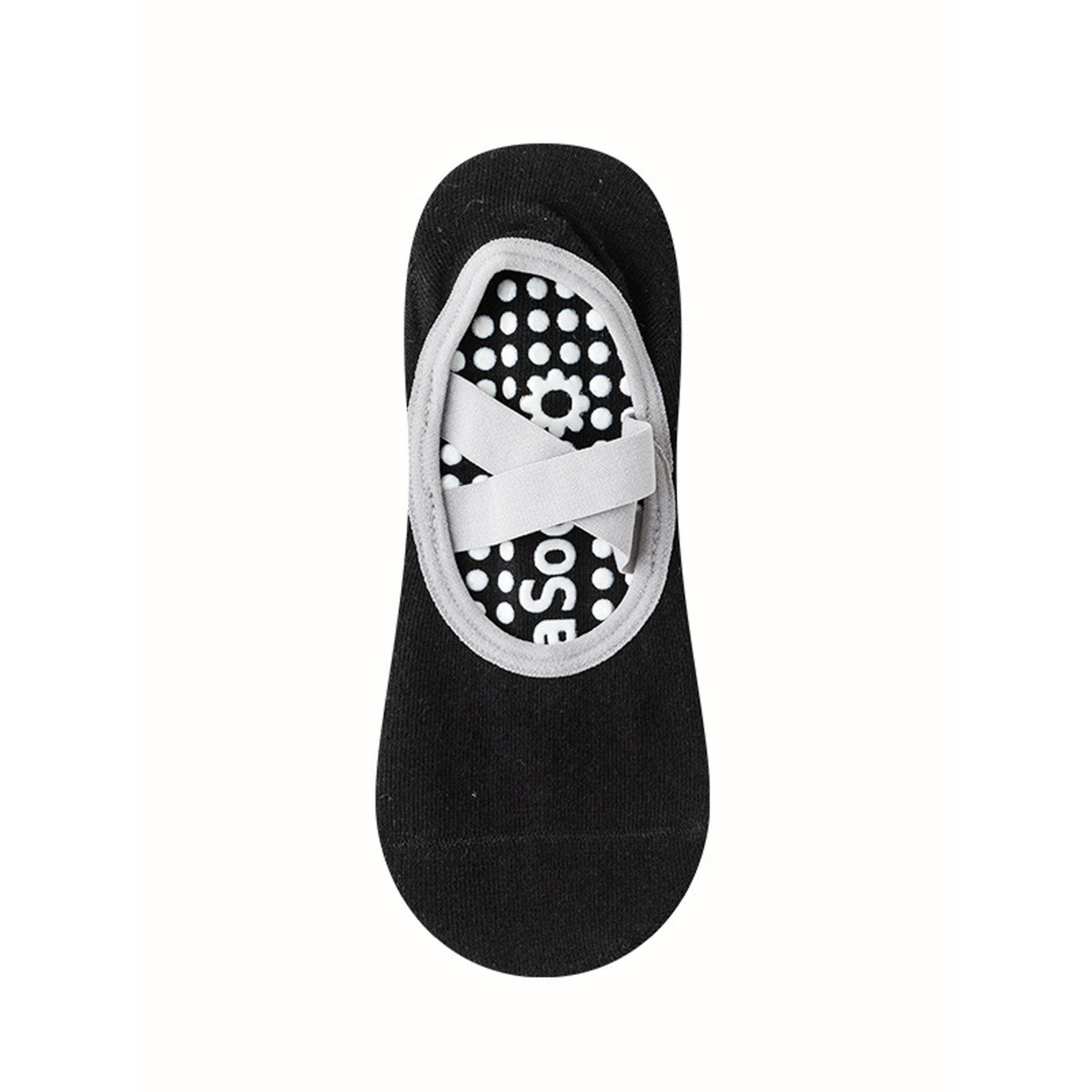 Styli Black Solid Cross Over Straps Silicon Pad Yoga Socks-women-socksandstockings-image-1