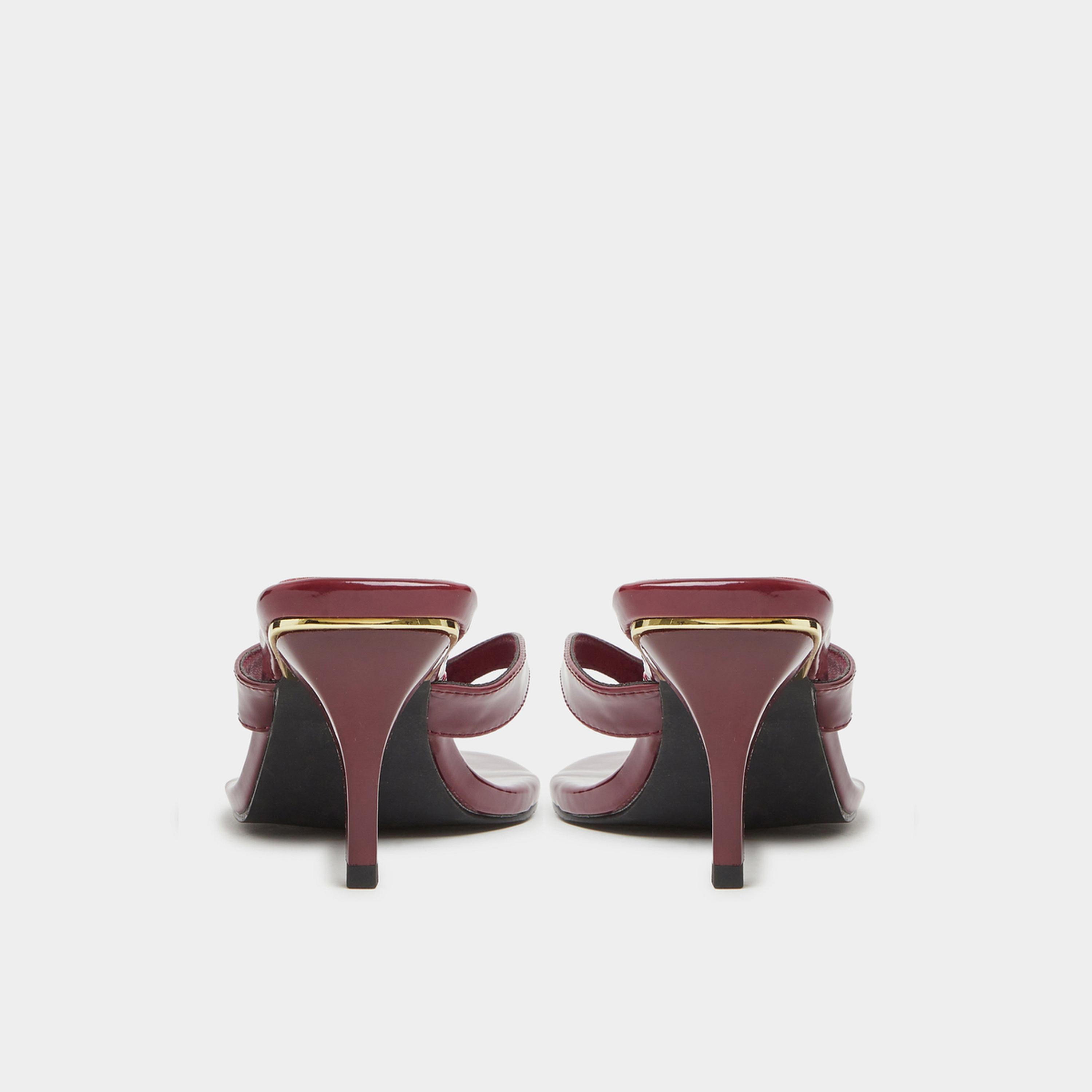Styli Burgundy Patent Mid Heel Thong Sandals-women-shoes-sandals-heeled-image-5