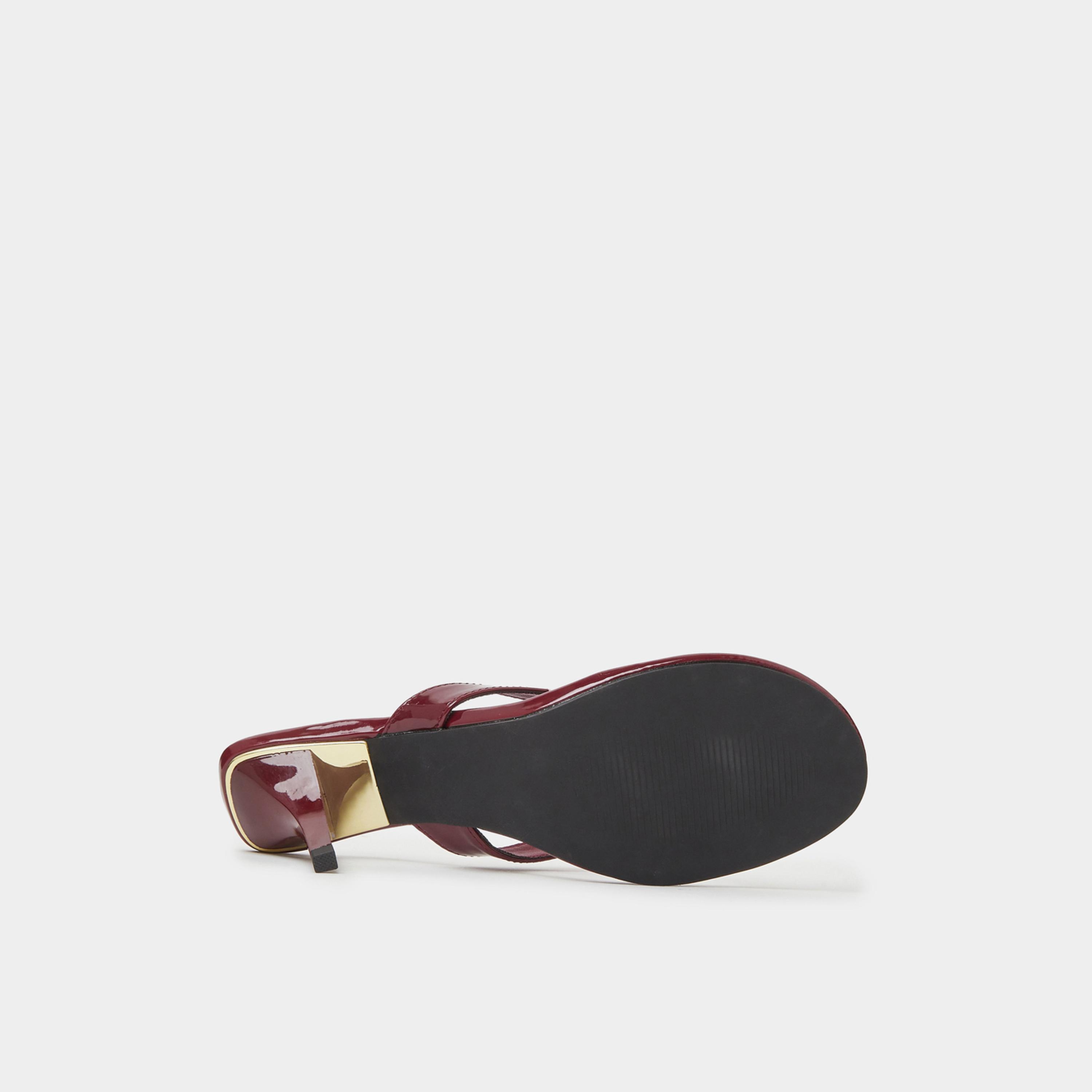 Styli Burgundy Patent Mid Heel Thong Sandals-women-shoes-sandals-heeled-image-6