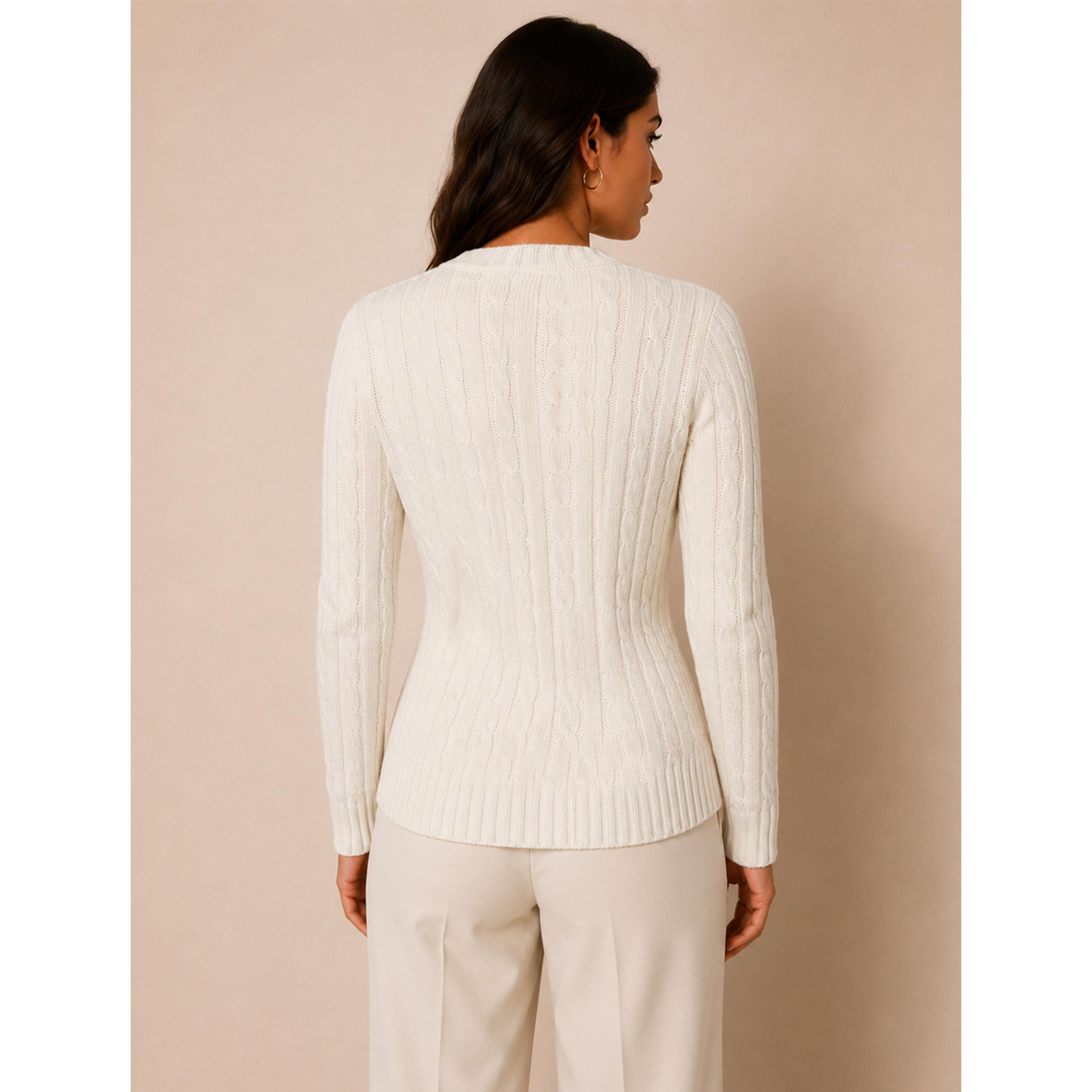 Take Two Cream Cable Knit V-Neck Sweater-women-winterwear-cardigansandjumpers-jumpers-image-2