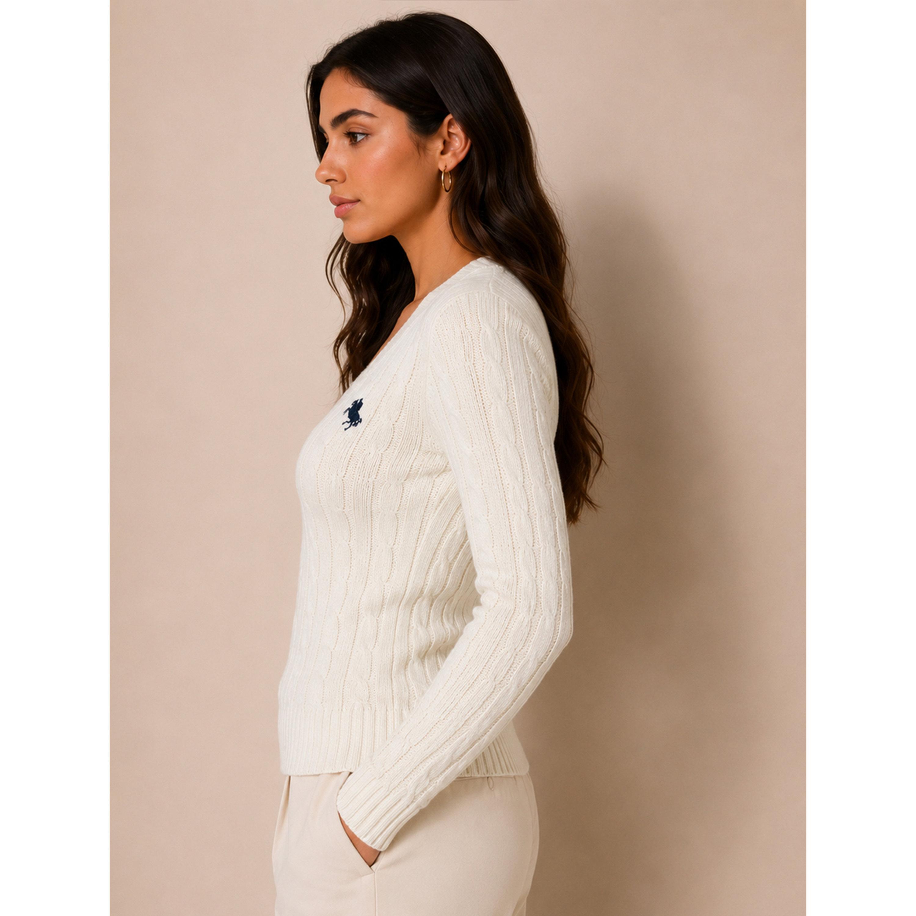Take Two Cream Cable Knit V-Neck Sweater-women-winterwear-cardigansandjumpers-jumpers-image-3