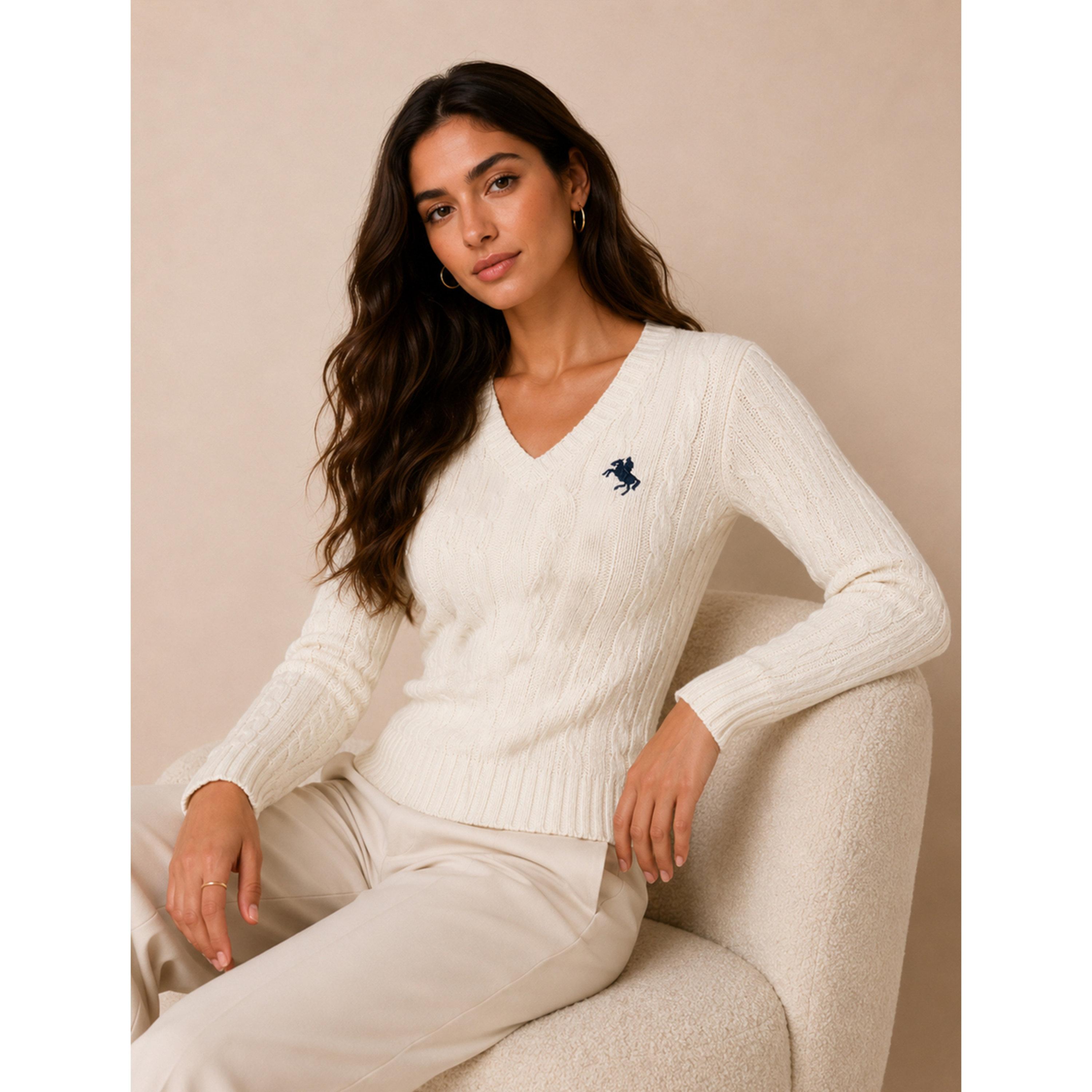 Take Two Cream Cable Knit V-Neck Sweater-women-winterwear-cardigansandjumpers-jumpers-image-4