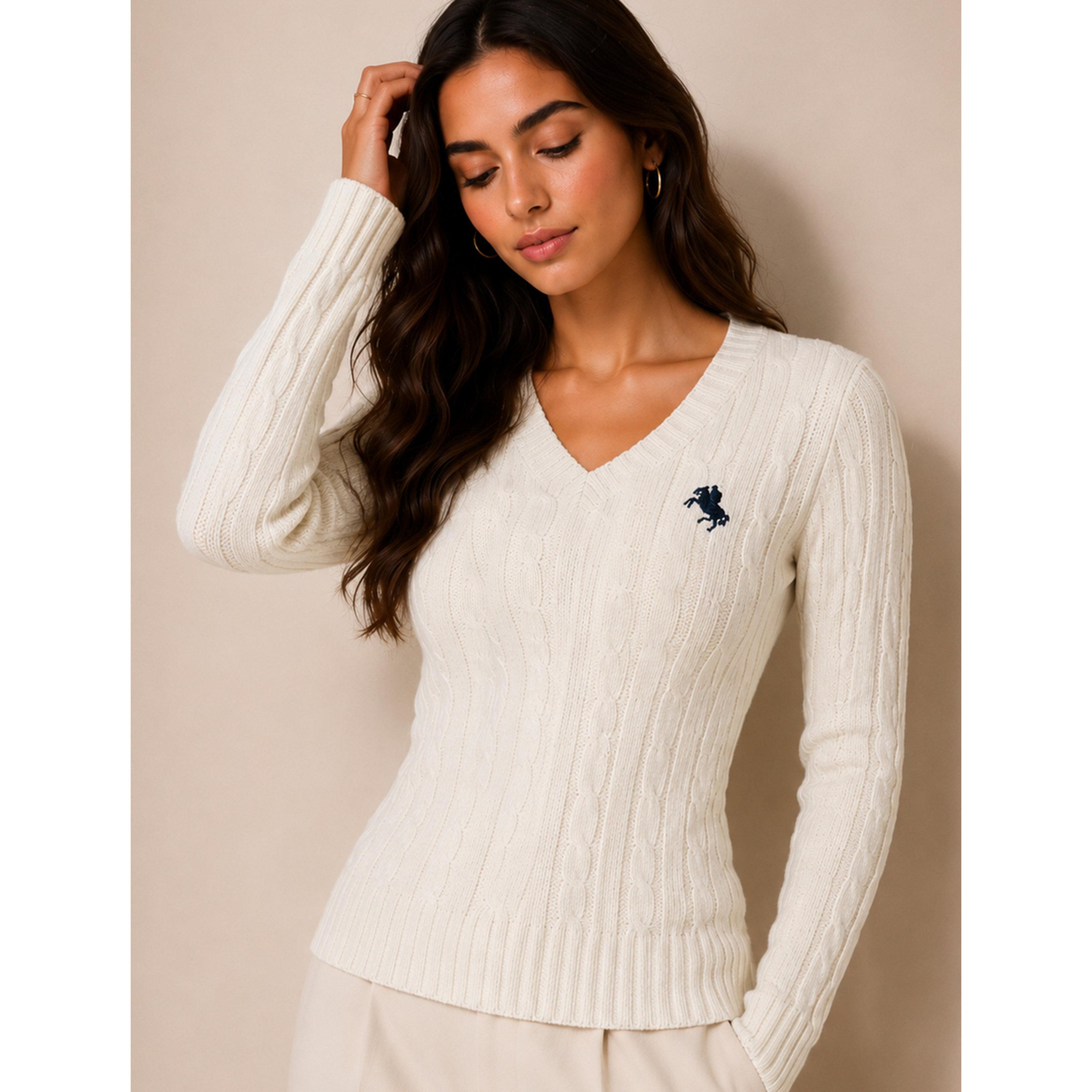 Take Two Cream Cable Knit V-Neck Sweater-women-winterwear-cardigansandjumpers-jumpers-image-5