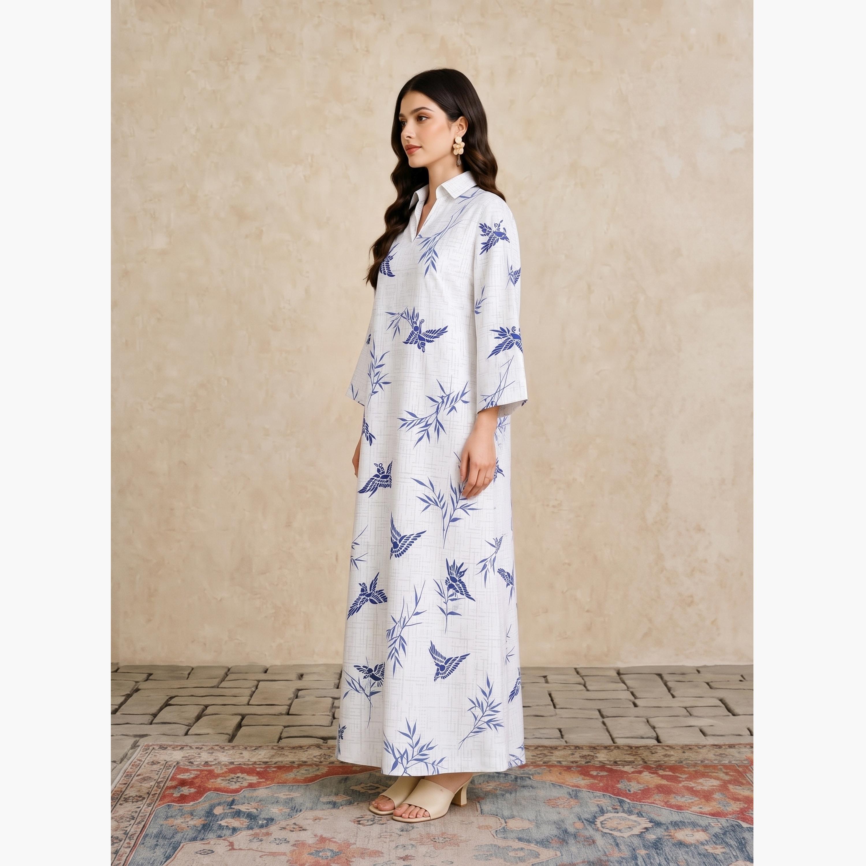 Take Two White Long Sleeves Open Collar Jalabiya-women-arabicclothing-jalabiyas-image-3