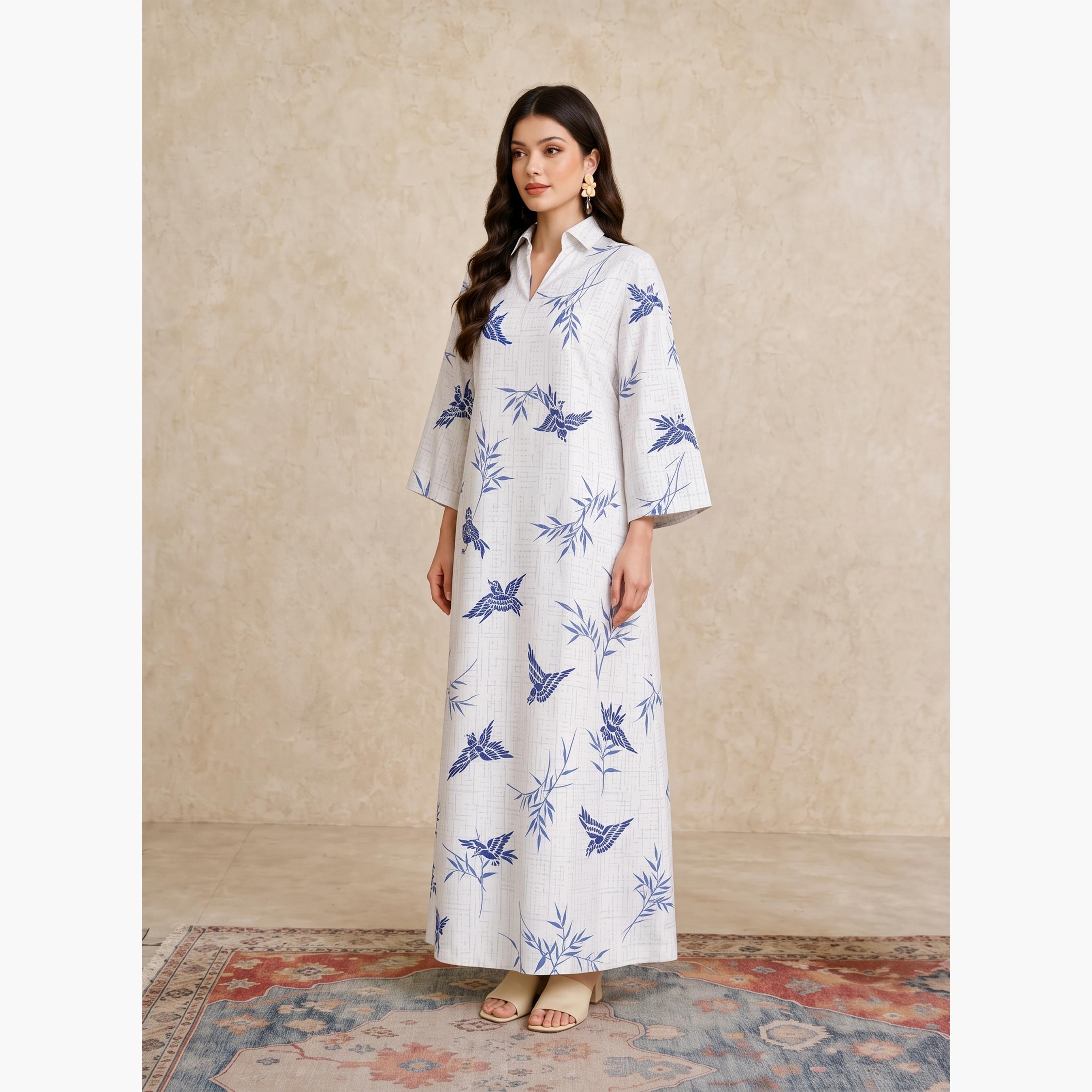 Take Two White Long Sleeves Open Collar Jalabiya-women-arabicclothing-jalabiyas-image-4