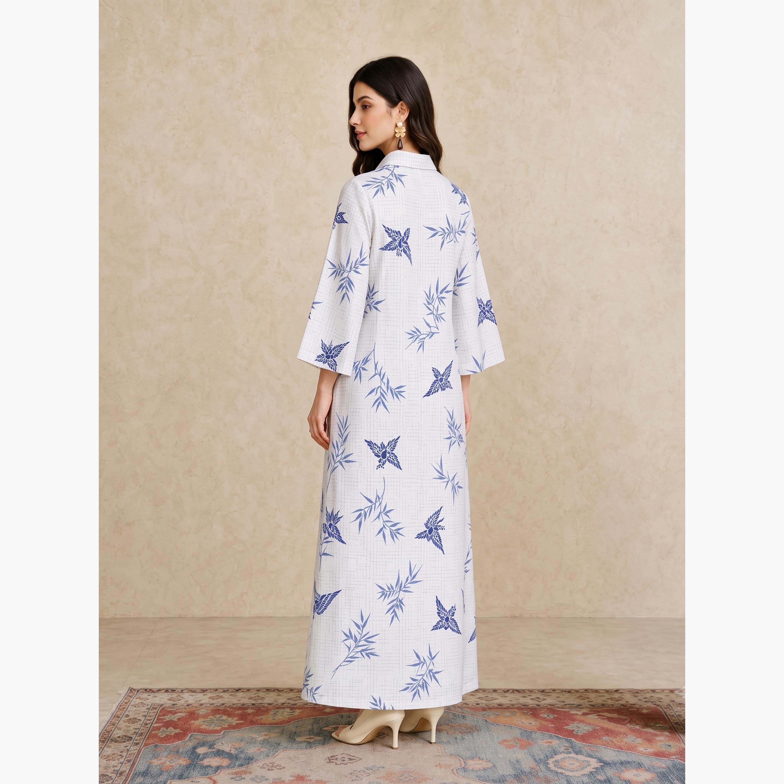 Take Two White Long Sleeves Open Collar Jalabiya-women-arabicclothing-jalabiyas-image-5