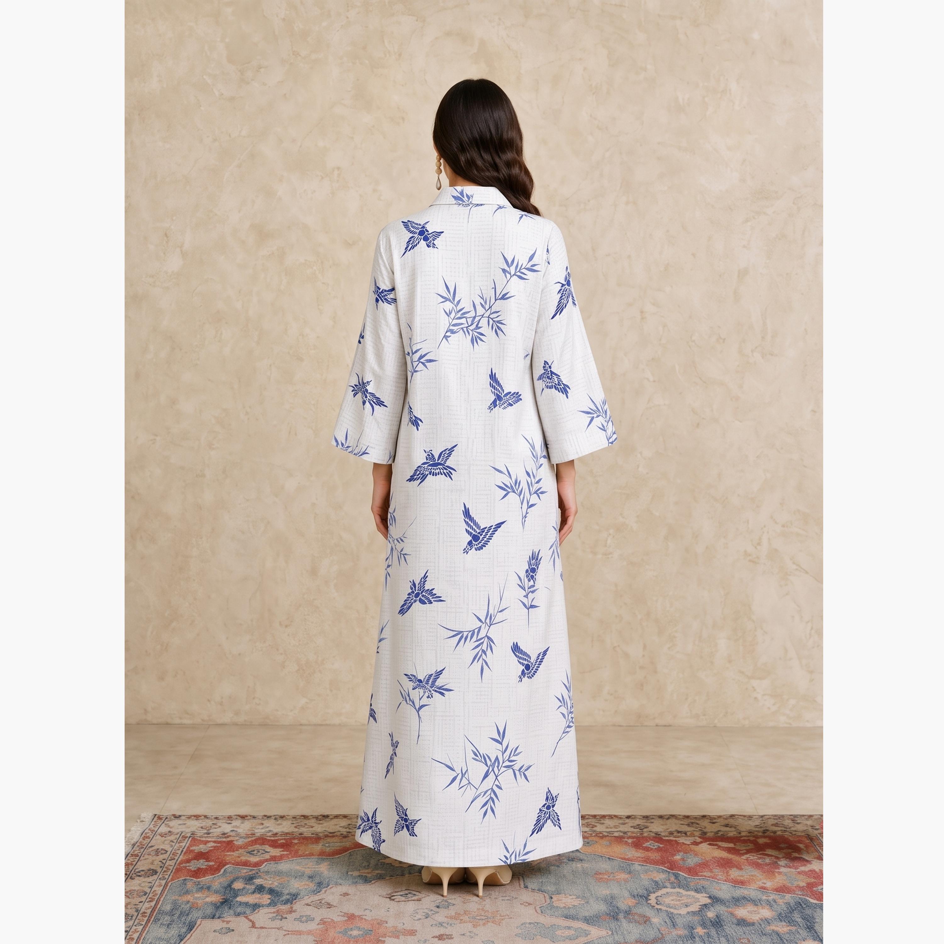 Take Two White Long Sleeves Open Collar Jalabiya-women-arabicclothing-jalabiyas-image-6