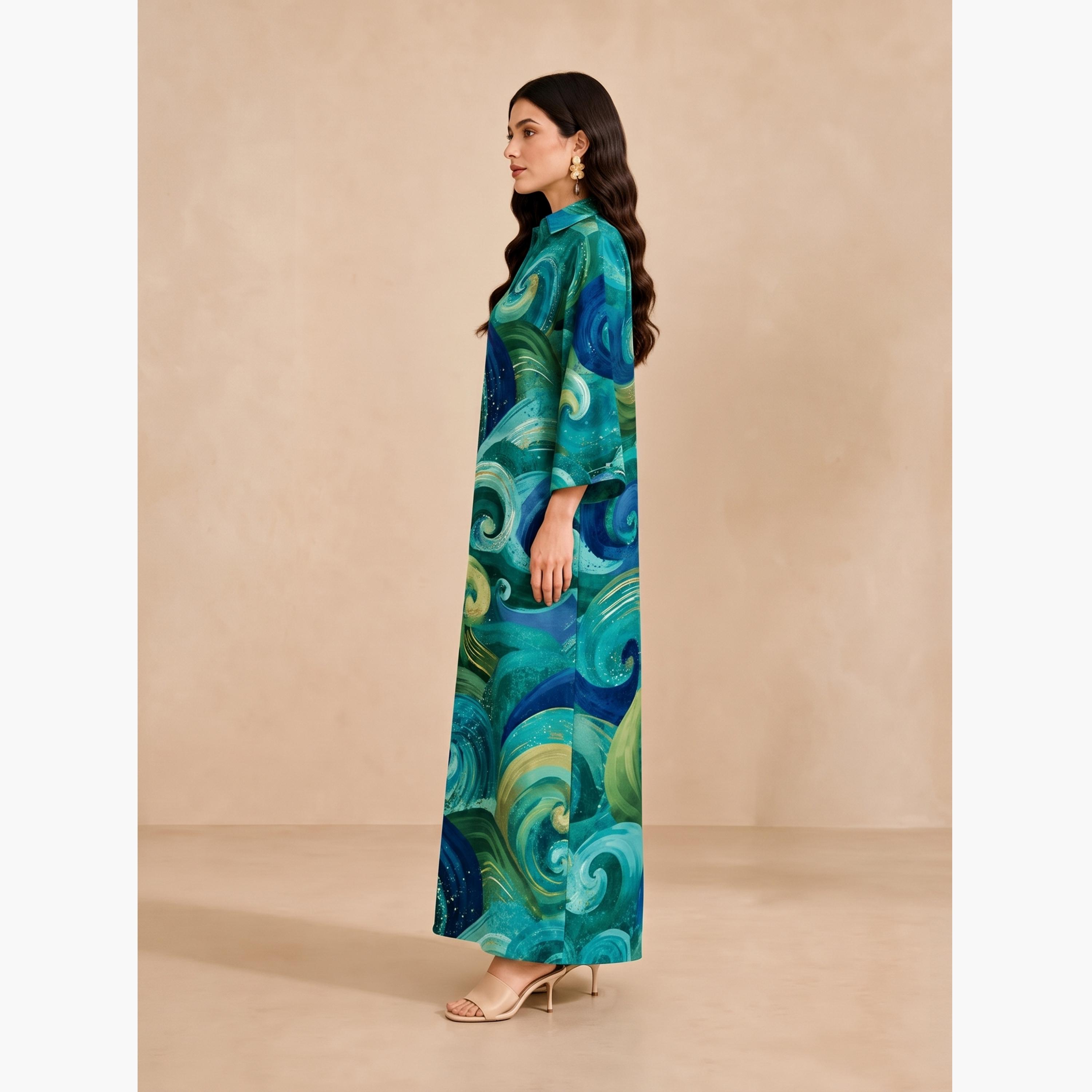 جلابية بياقة مفتوحة وطبعات دوامية-women-arabicclothing-jalabiyas-image-5