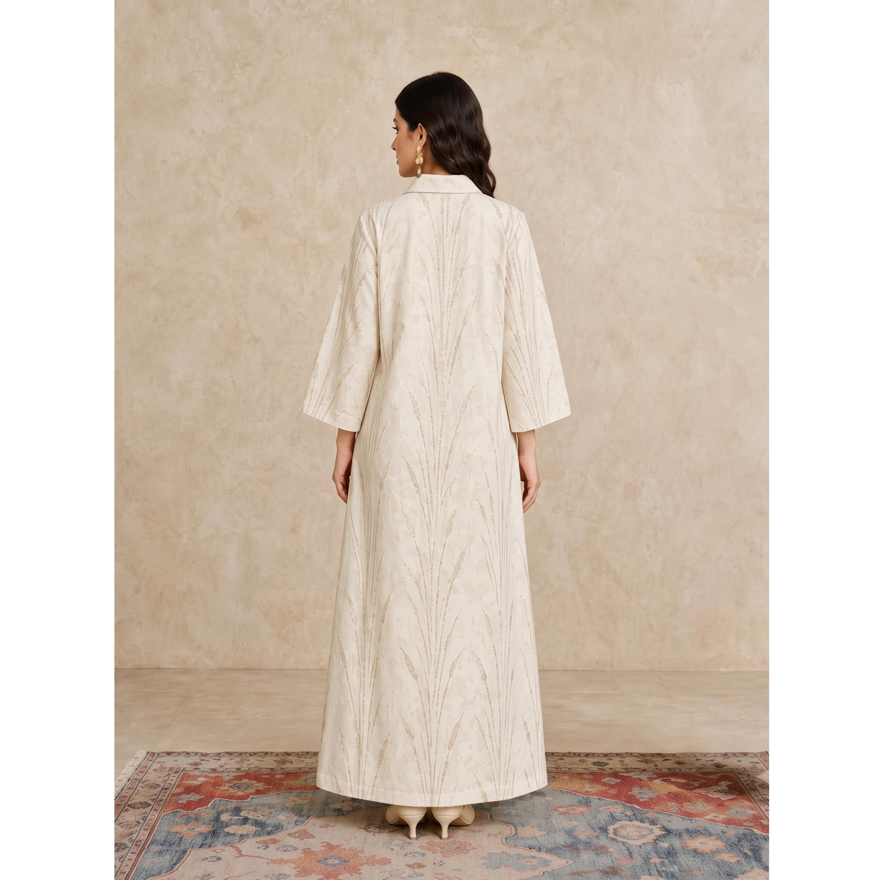 Take Two Beige Maxi Jalabiya with Botanical Print-women-arabicclothing-jalabiyas-image-5