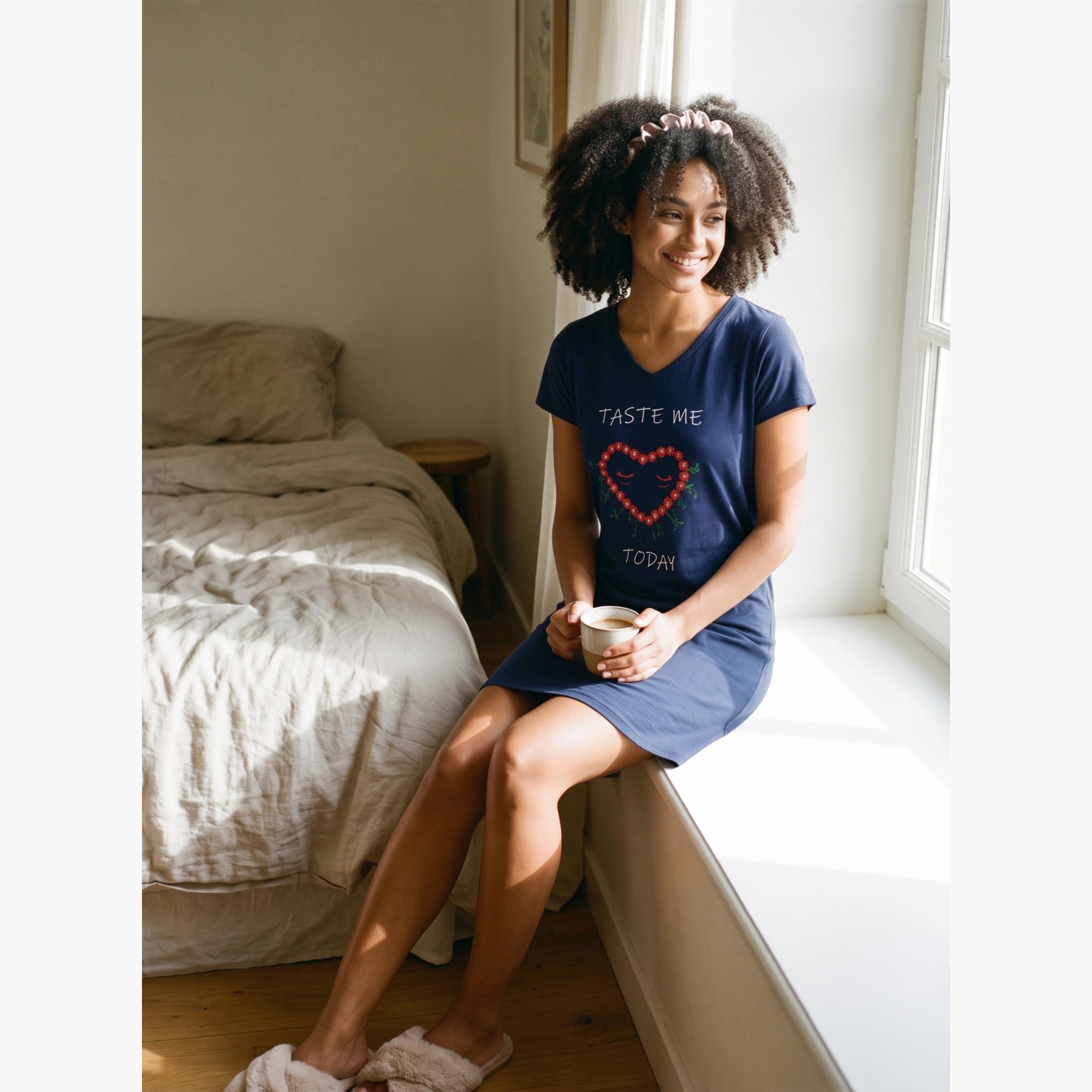 Take Two Fruit Print Sleep Shirt with V Neck and Short Sleeve-women-clothing-nightwear-nighties-image-5