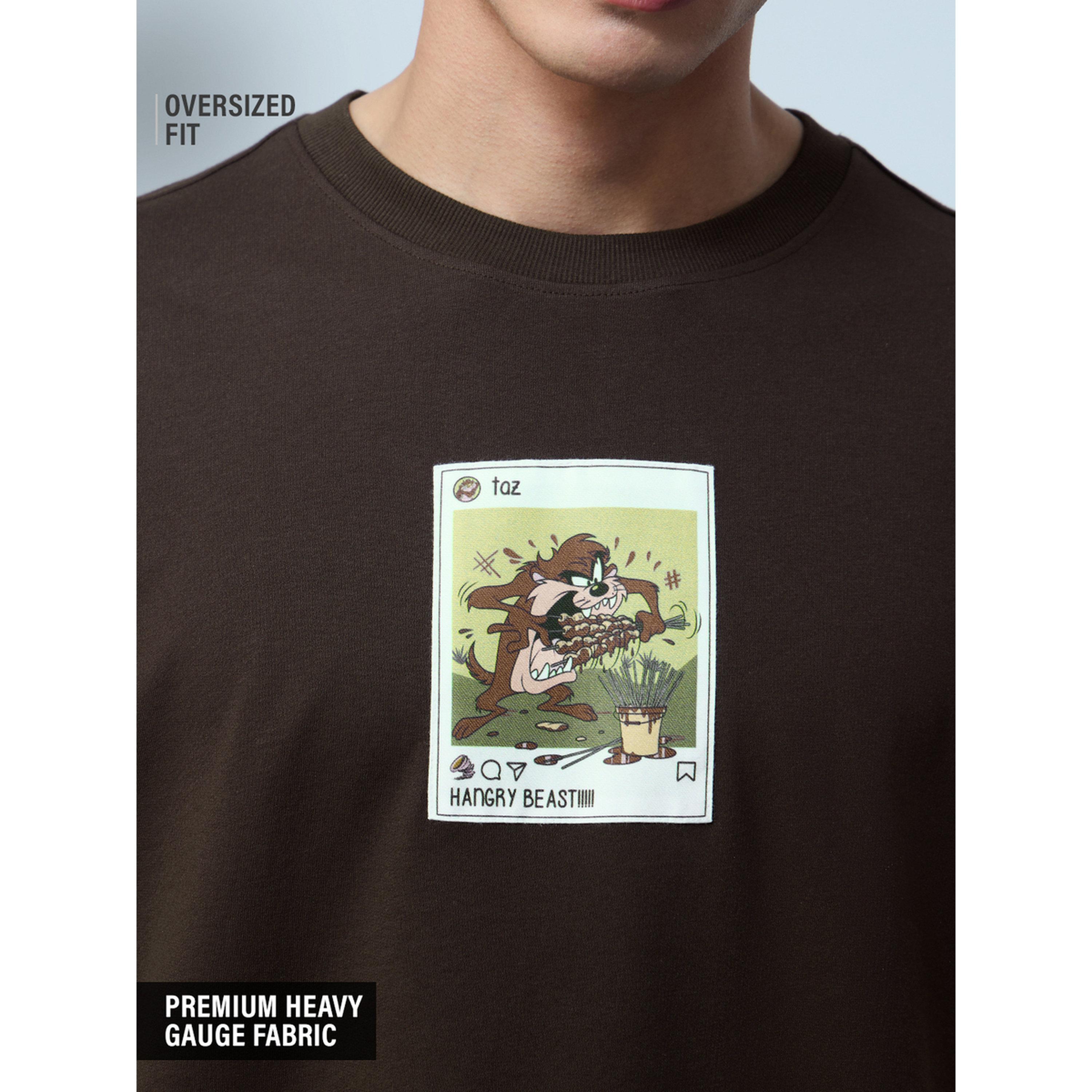 The Souled Store X Styli Men Brown Looney Tunes Taz Graphic Oversized Round Neck T-Shirt-men-clothing-tshirtsandpolos-tshirts-image-3