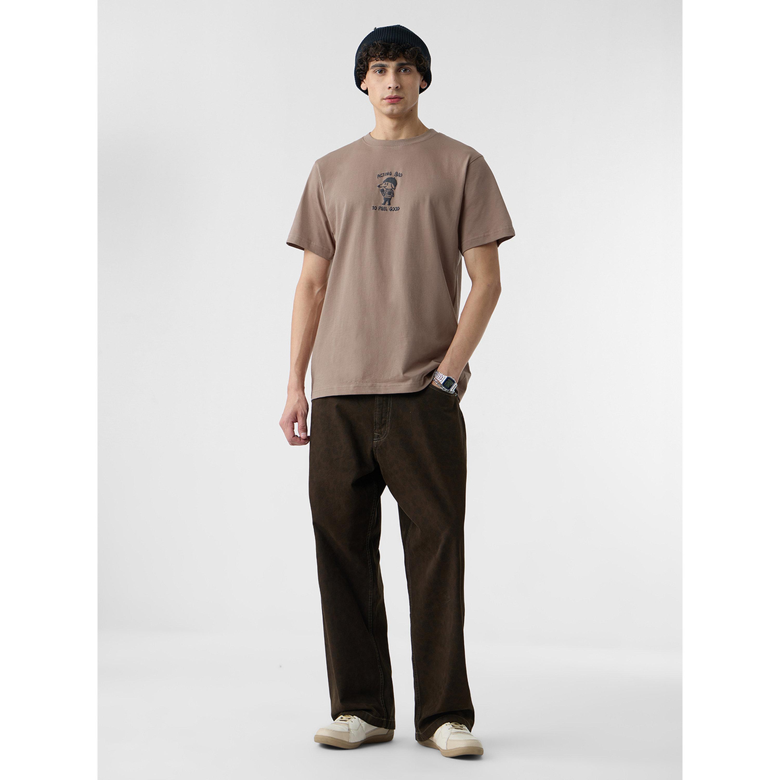 The Souled Store X Styli Men Brown Graphic Round Neck T-Shirt-men-clothing-tshirtsandpolos-tshirts-image-2