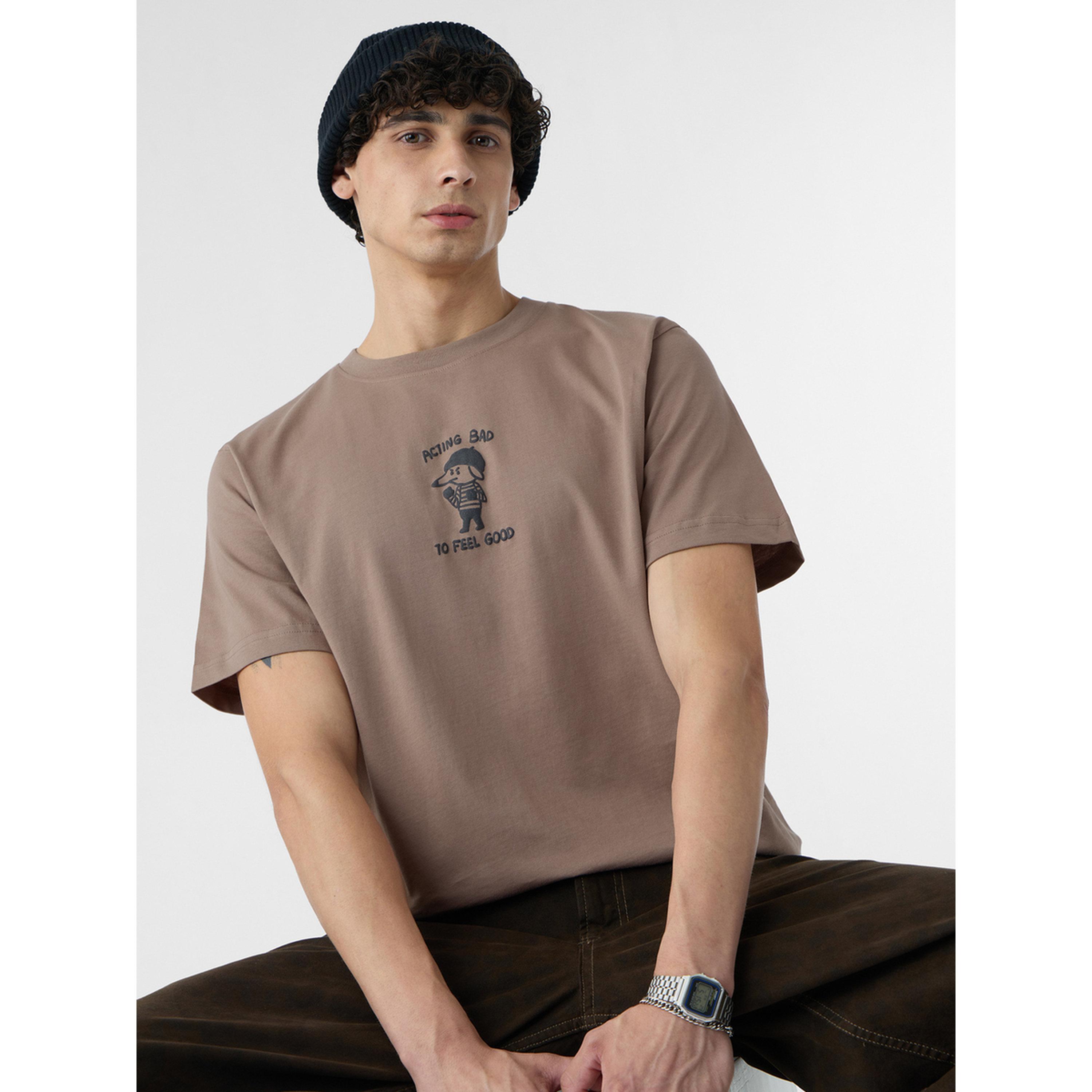 The Souled Store X Styli Men Brown Graphic Round Neck T-Shirt-men-clothing-tshirtsandpolos-tshirts-image-4