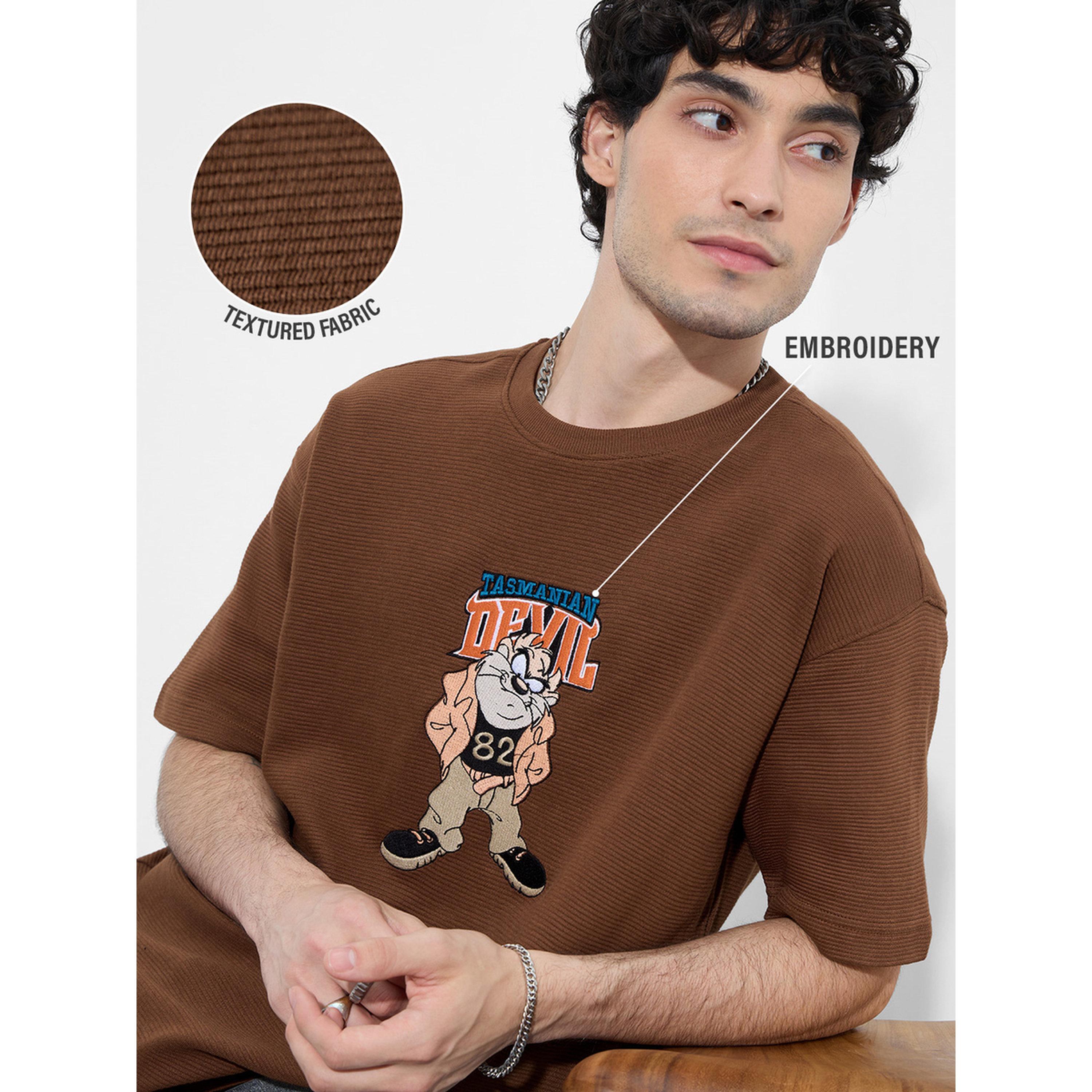 The Souled Store X Styli Men Brown Tasmanian Devil Graphic Round Neck T-Shirt-men-clothing-tshirtsandpolos-tshirts-image-3