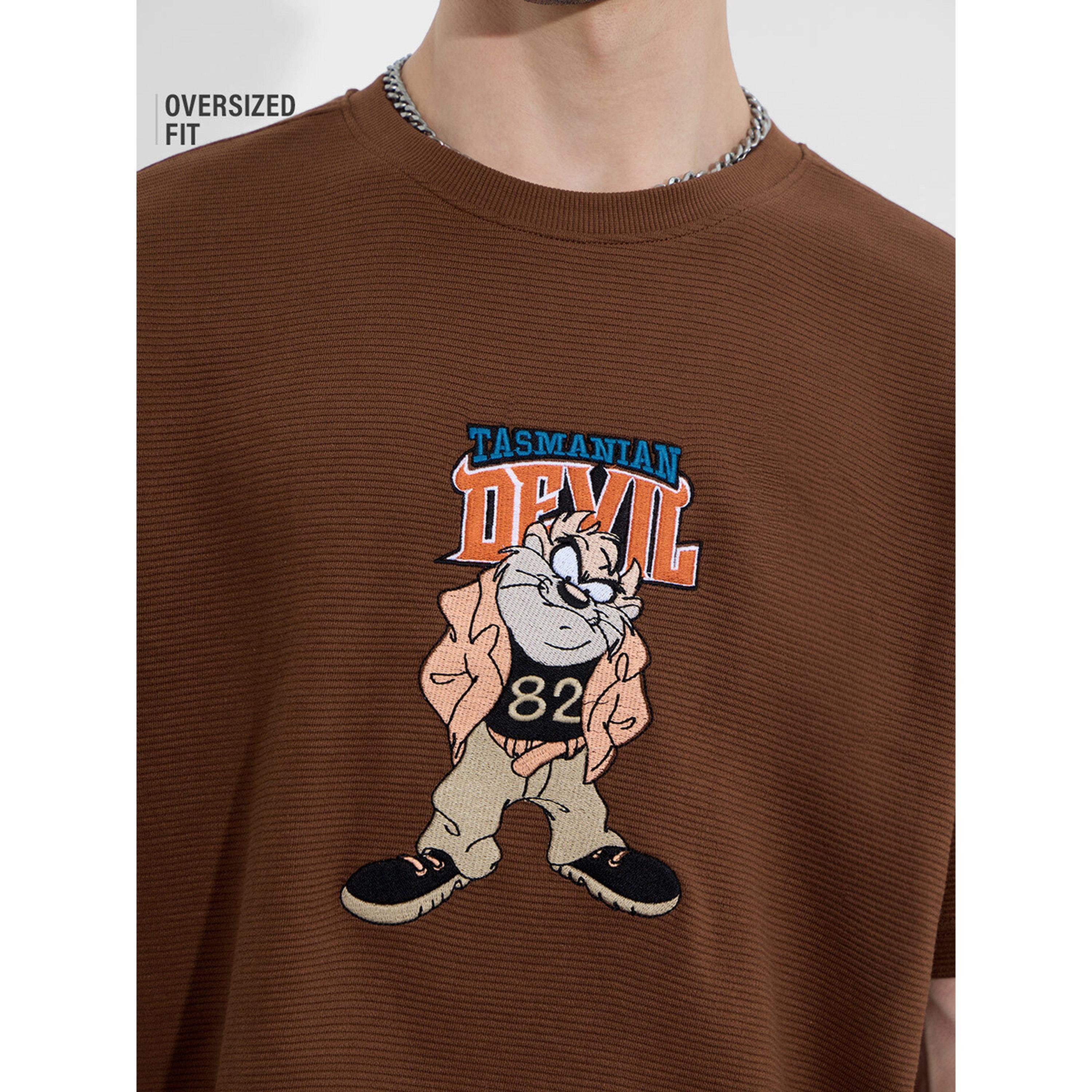 The Souled Store X Styli Men Brown Tasmanian Devil Graphic Round Neck T-Shirt-men-clothing-tshirtsandpolos-tshirts-image-5