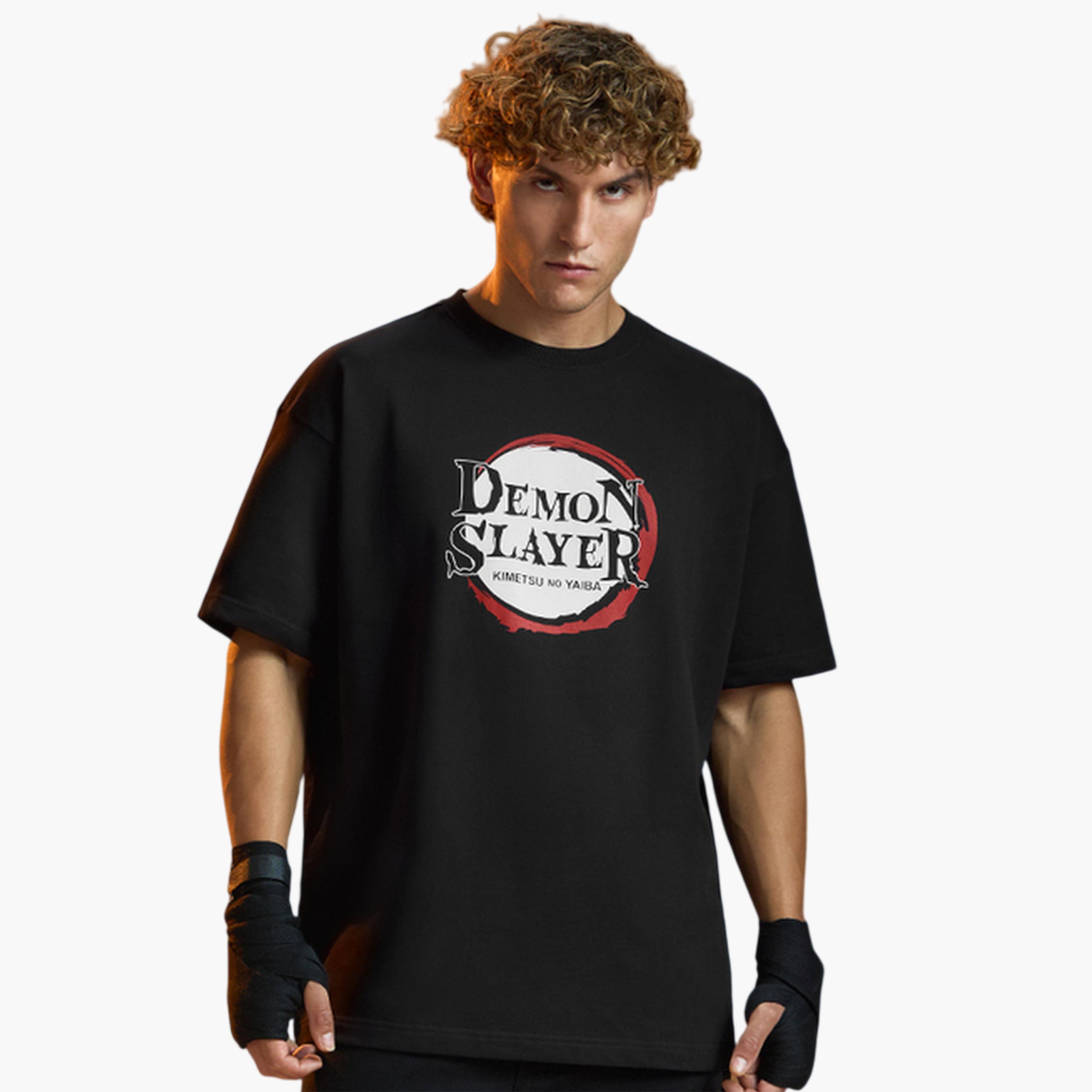 The Souled Store X Styli Demon Slayer Kimetsu No Yaiba Graphic Black Oversized T-Shirt for Men-men-clothing-tshirtsandpolos-tshirts-image-1