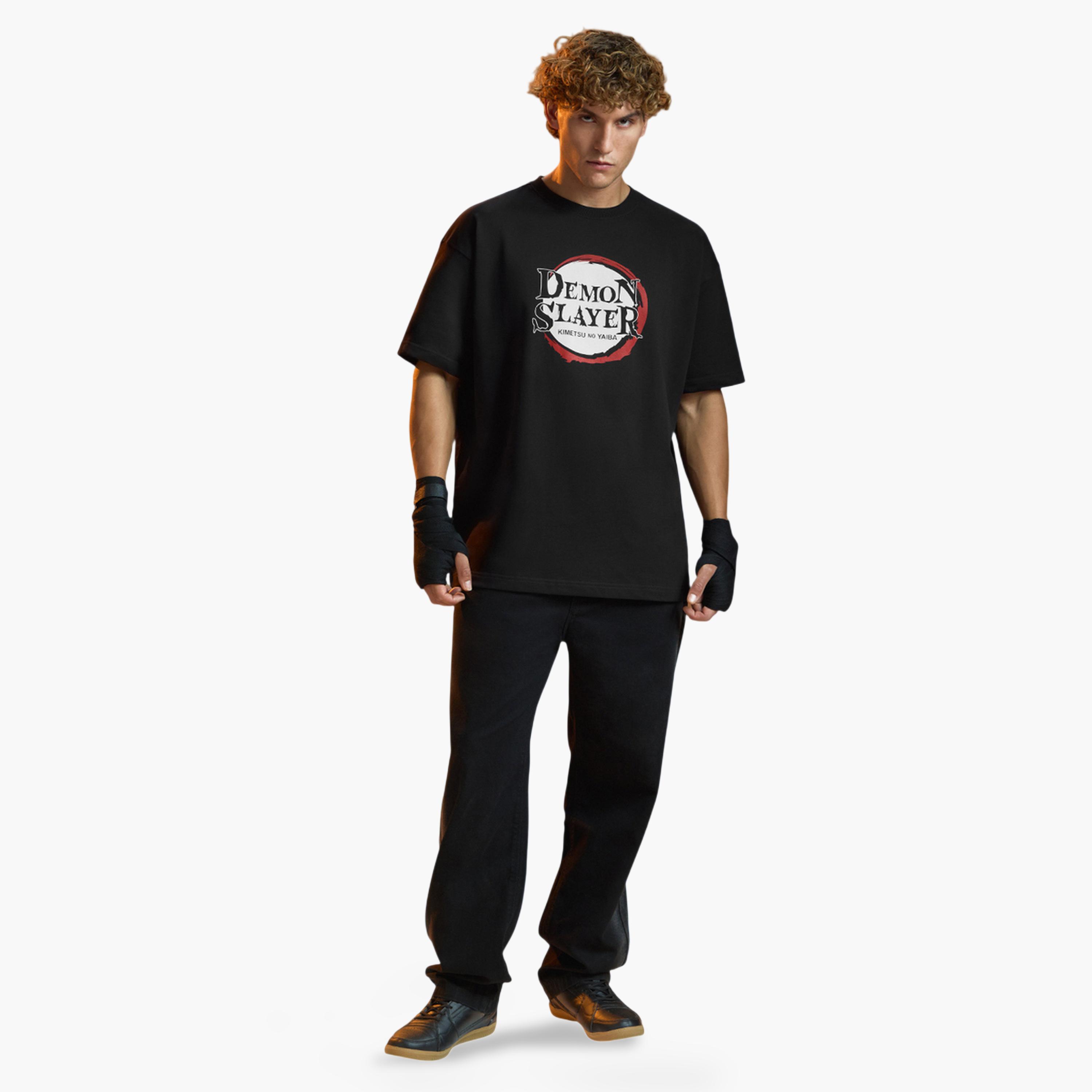 The Souled Store X Styli Demon Slayer Kimetsu No Yaiba Graphic Black Oversized T-Shirt for Men-men-clothing-tshirtsandpolos-tshirts-image-2