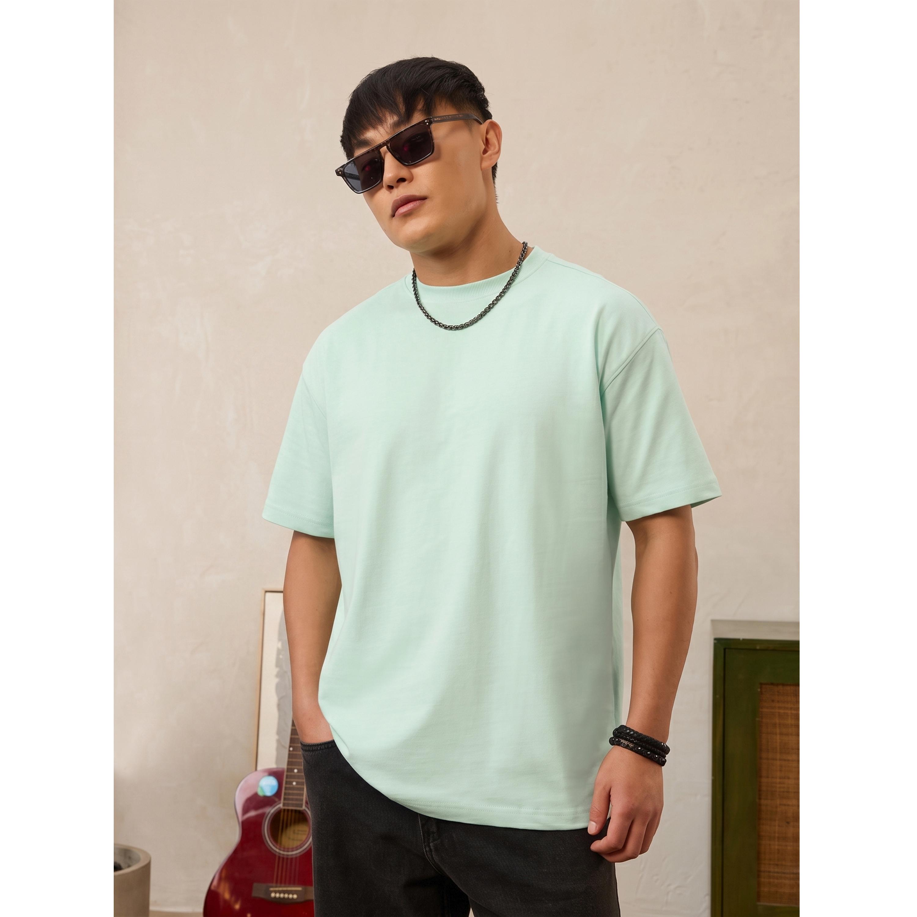 The Souled Store X Styli Men Oversized Mint Green Cotton Round Neck T-Shirt-men-clothing-tshirtsandpolos-tshirts-image-1
