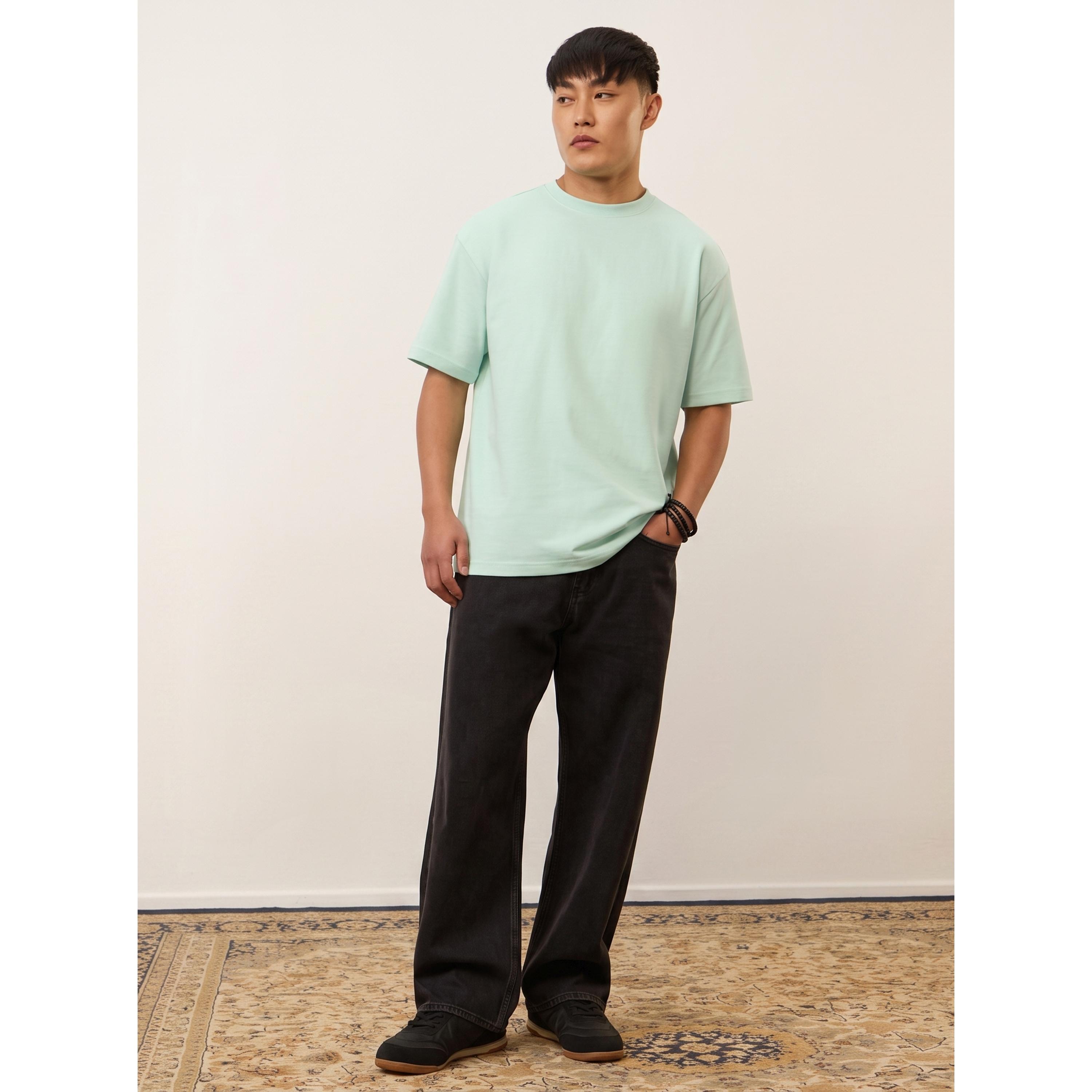 The Souled Store X Styli Men Oversized Mint Green Cotton Round Neck T-Shirt-men-clothing-tshirtsandpolos-tshirts-image-2