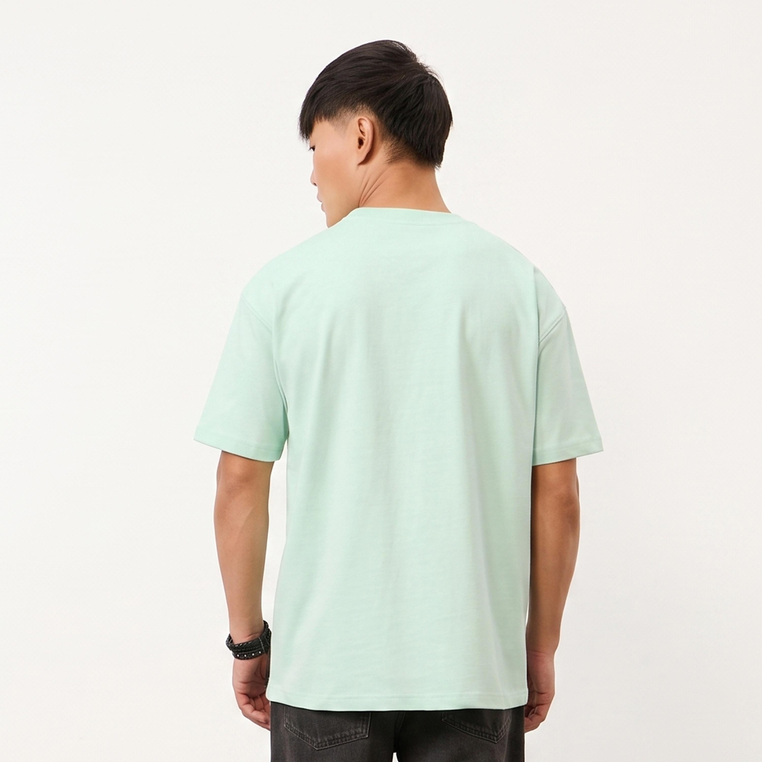 The Souled Store X Styli Men Oversized Mint Green Cotton Round Neck T-Shirt-men-clothing-tshirtsandpolos-tshirts-image-4