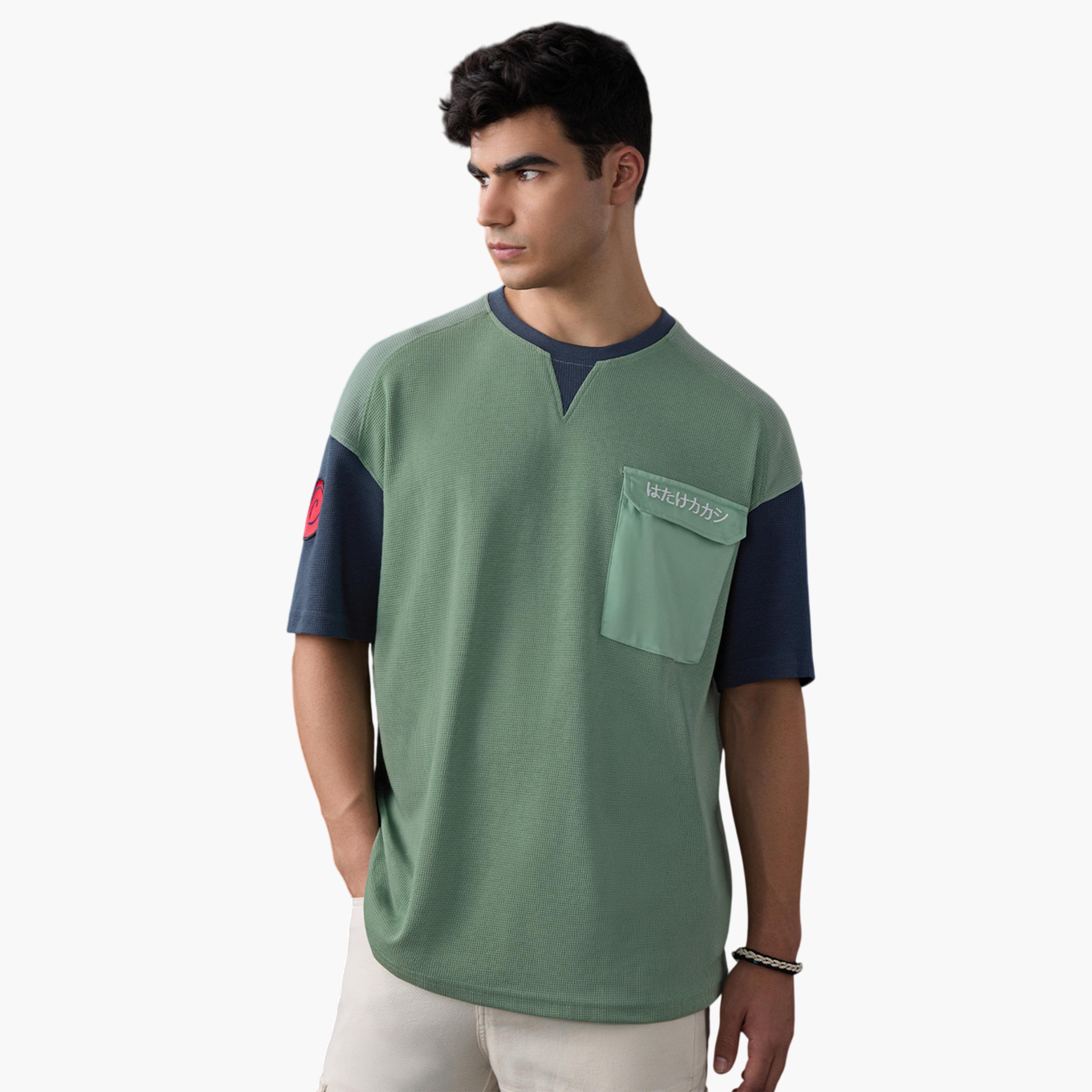تيشيرت واسع رجالي بتصميم وافل مستوحى من كاكاشي-men-clothing-tshirtsandpolos-tshirts-image-1