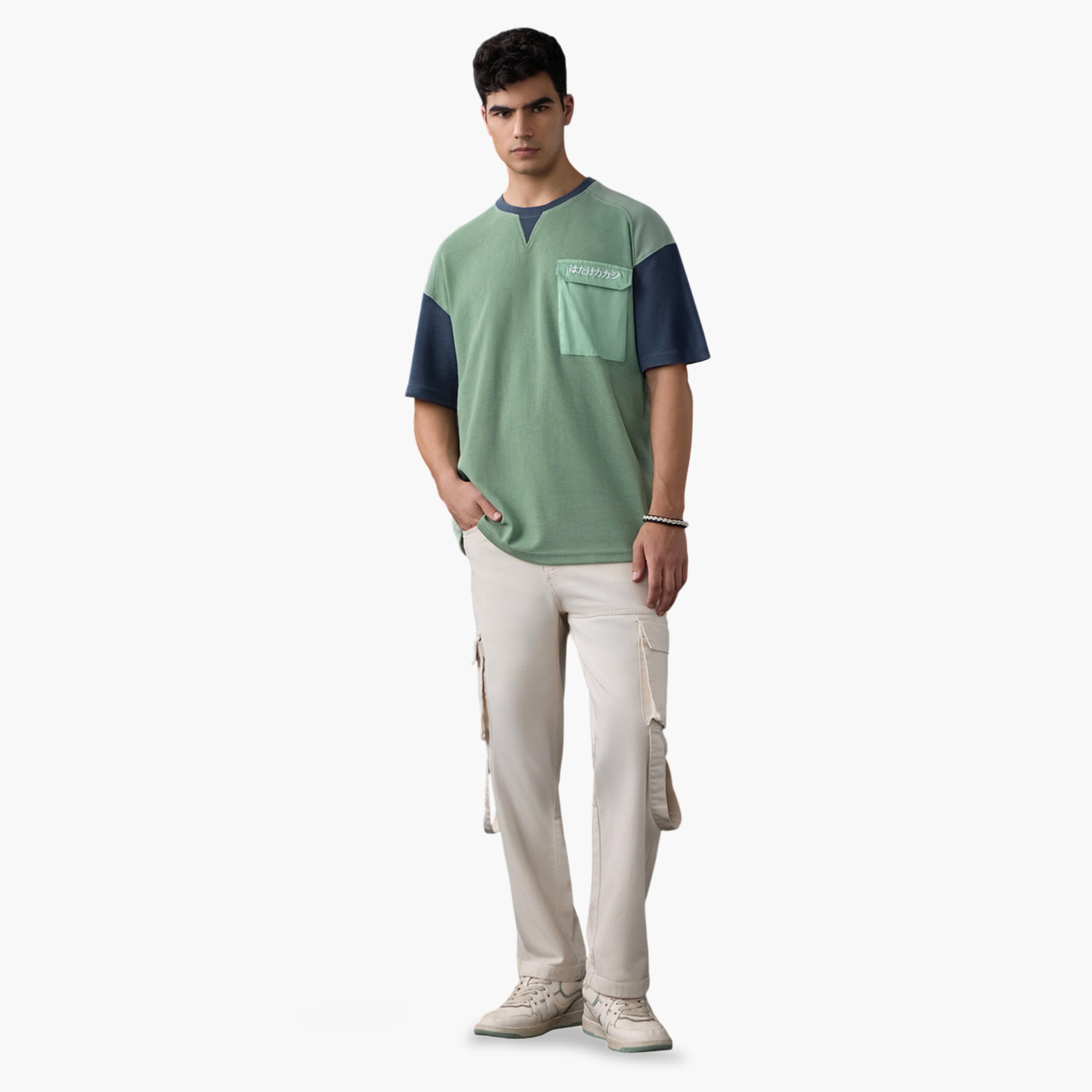 تيشيرت واسع رجالي بتصميم وافل مستوحى من كاكاشي-men-clothing-tshirtsandpolos-tshirts-image-2