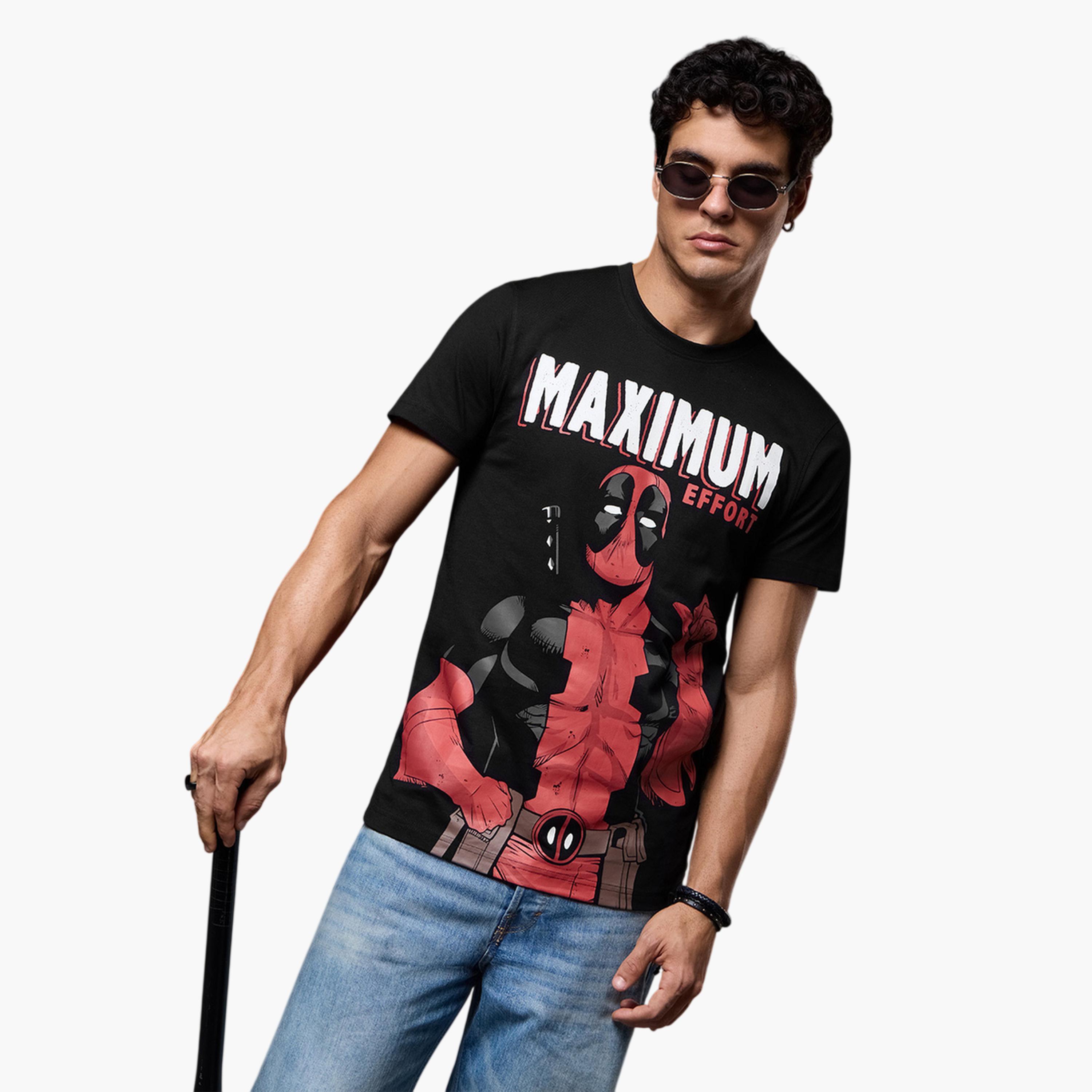 The Souled Store X Styli Mens Black Deadpool Graphic Print Cotton T-Shirt-men-clothing-tshirtsandpolos-tshirts-image-1