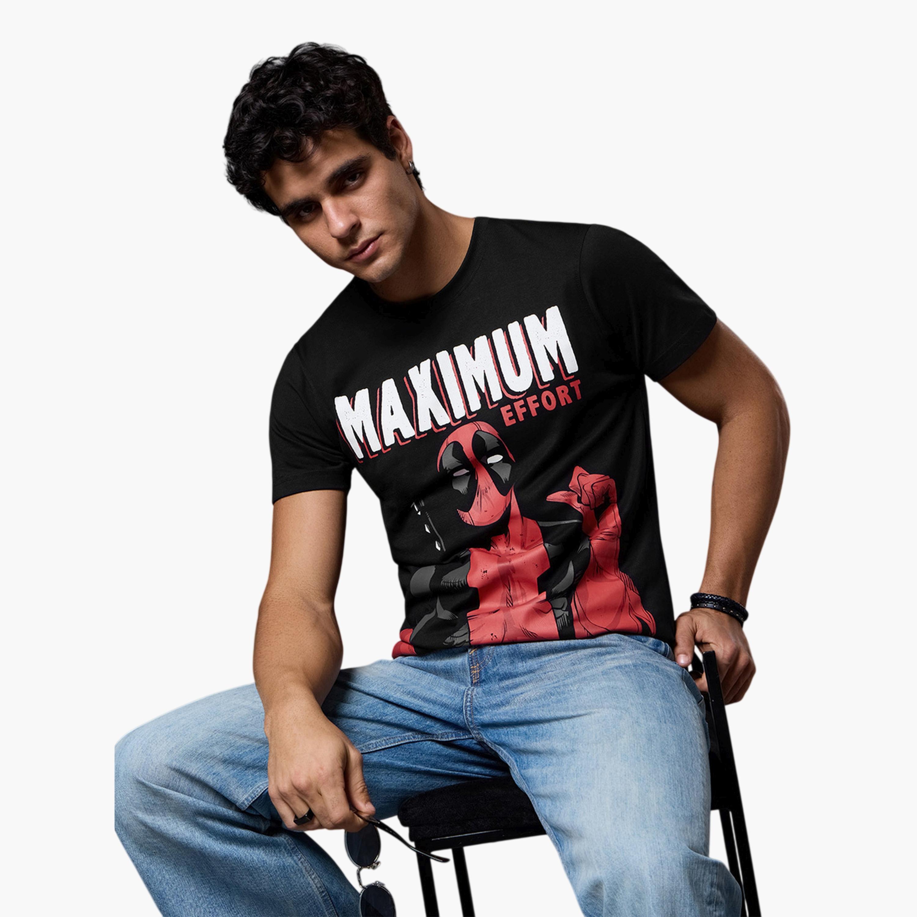 The Souled Store X Styli Mens Black Deadpool Graphic Print Cotton T-Shirt-men-clothing-tshirtsandpolos-tshirts-image-3