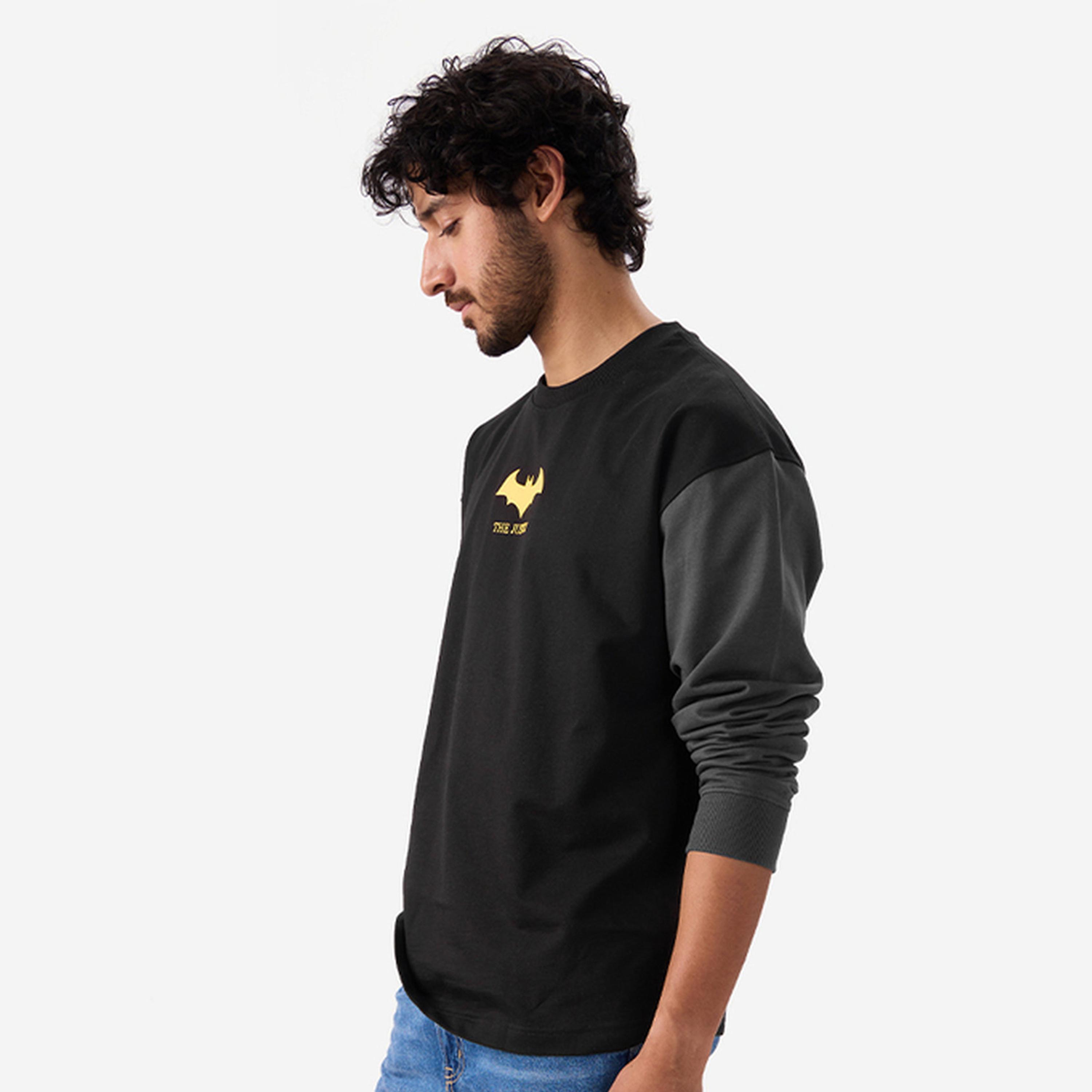 تيشيرت واسع رجالي بأكمام طويلة وطبعة جرافيك باتمان جاستس تاروت-men-clothing-tshirtsandpolos-tshirts-image-1