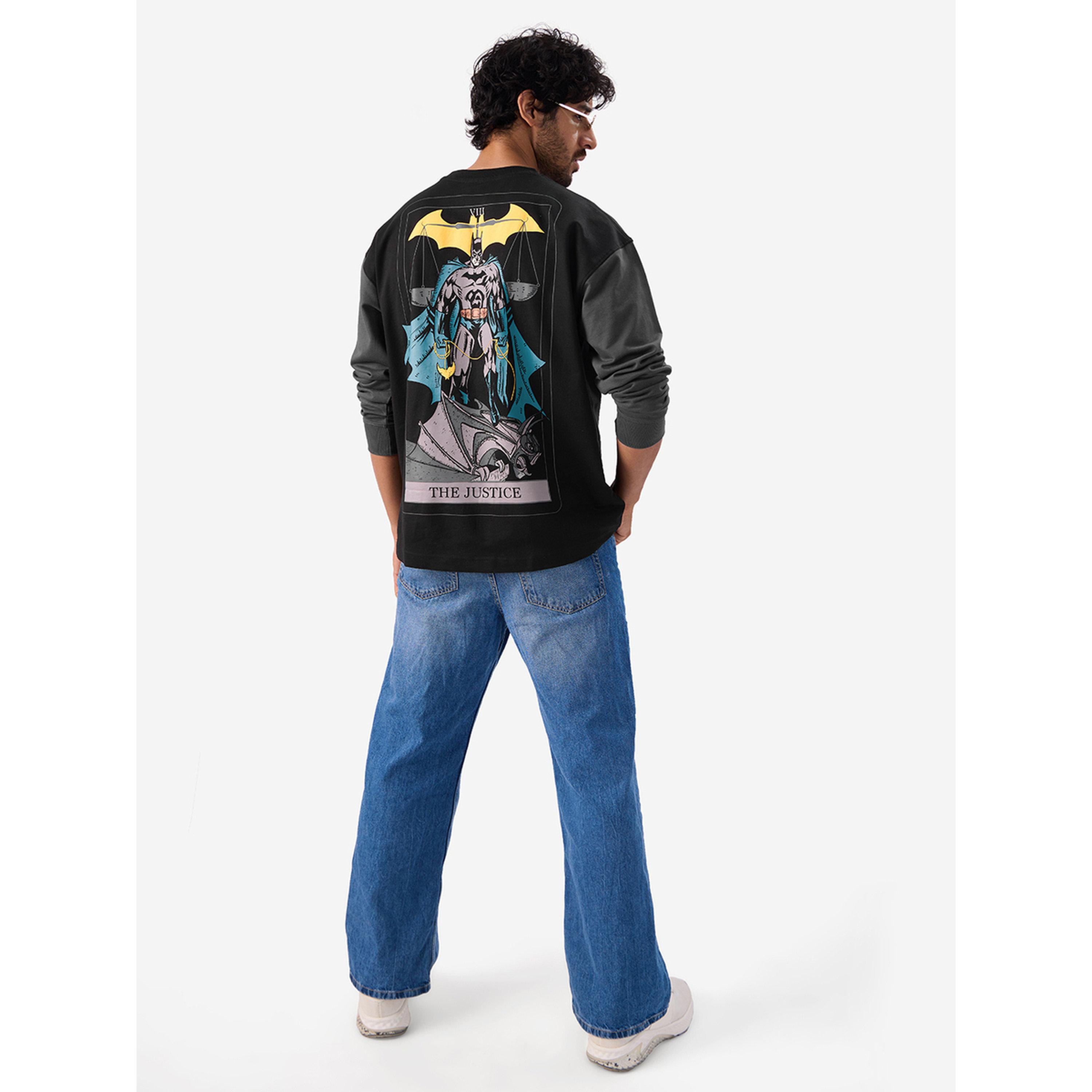 تيشيرت واسع رجالي بأكمام طويلة وطبعة جرافيك باتمان جاستس تاروت-men-clothing-tshirtsandpolos-tshirts-image-3