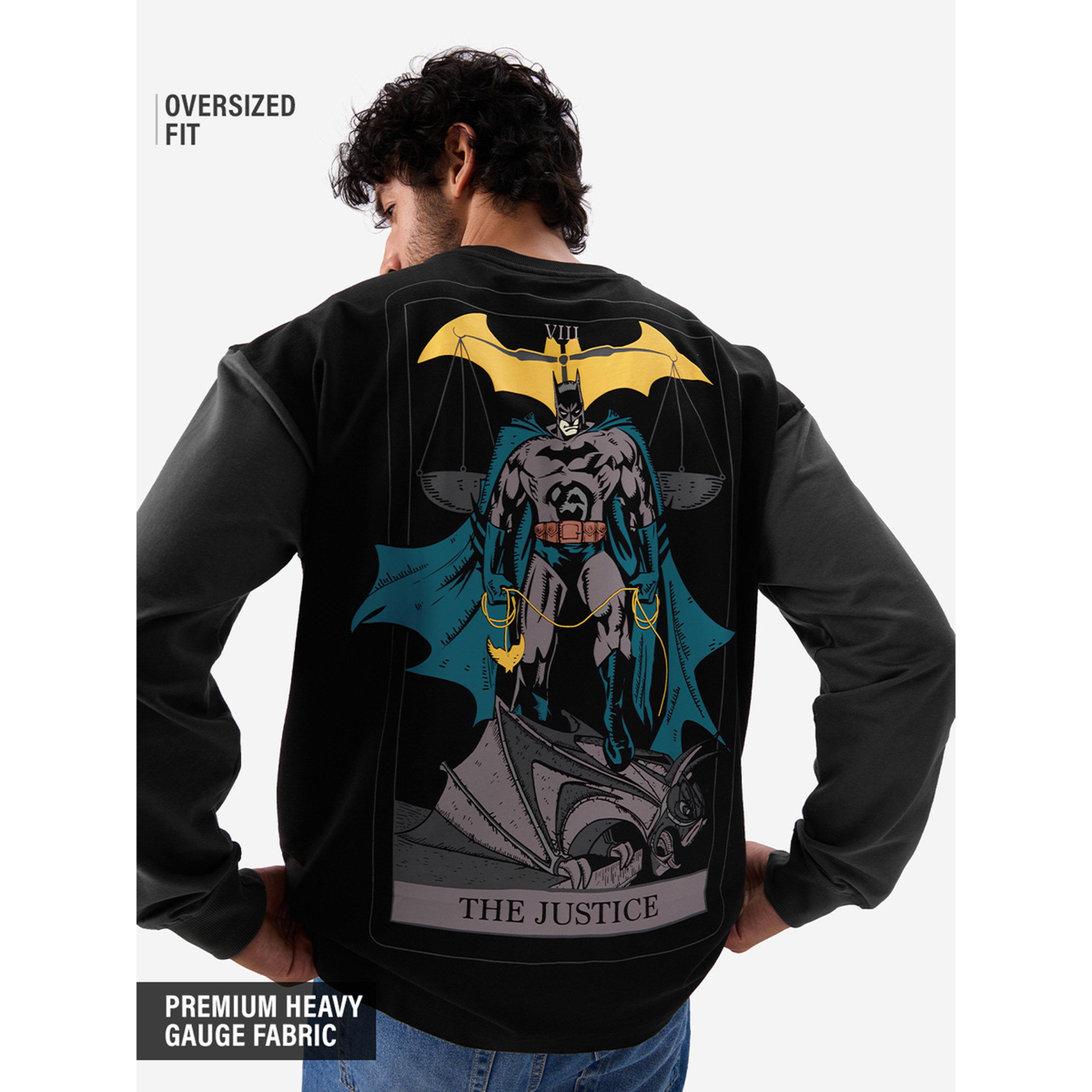 تيشيرت واسع رجالي بأكمام طويلة وطبعة جرافيك باتمان جاستس تاروت-men-clothing-tshirtsandpolos-tshirts-image-4