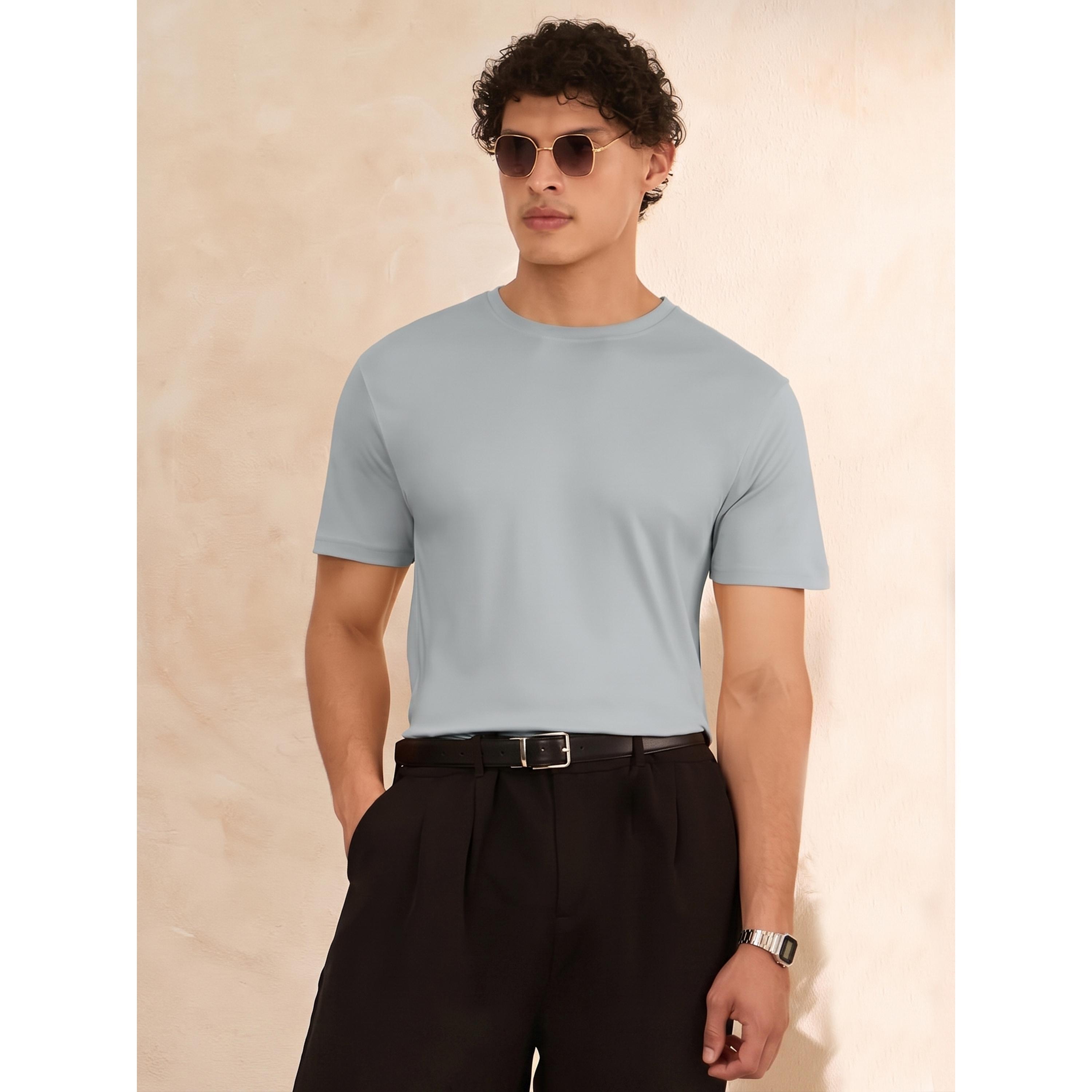تيشيرت رجالي قطن سوپيما سادة وياقة دائرية-men-clothing-tshirtsandpolos-tshirts-image-1