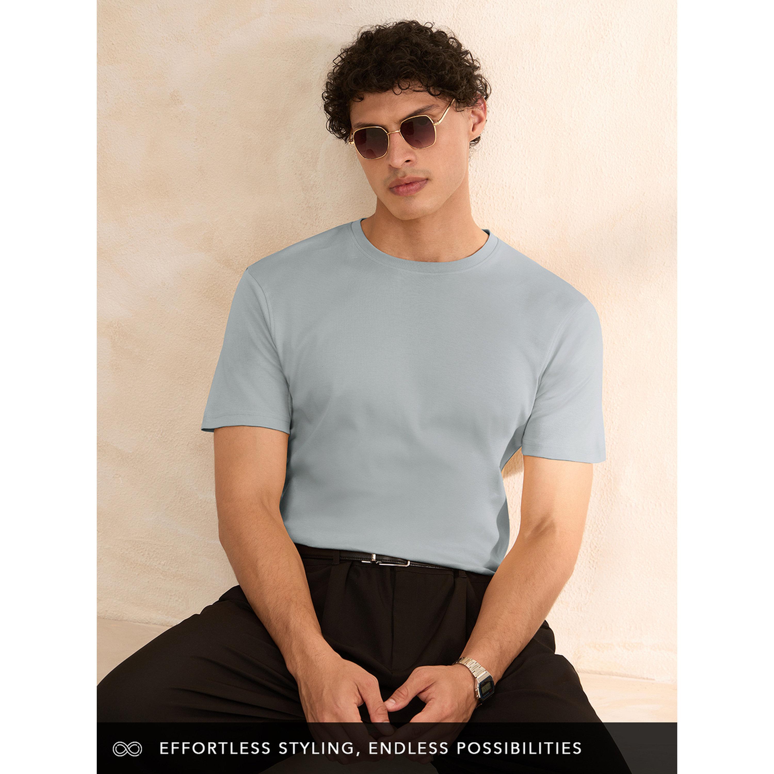 تيشيرت رجالي قطن سوپيما سادة وياقة دائرية-men-clothing-tshirtsandpolos-tshirts-image-2