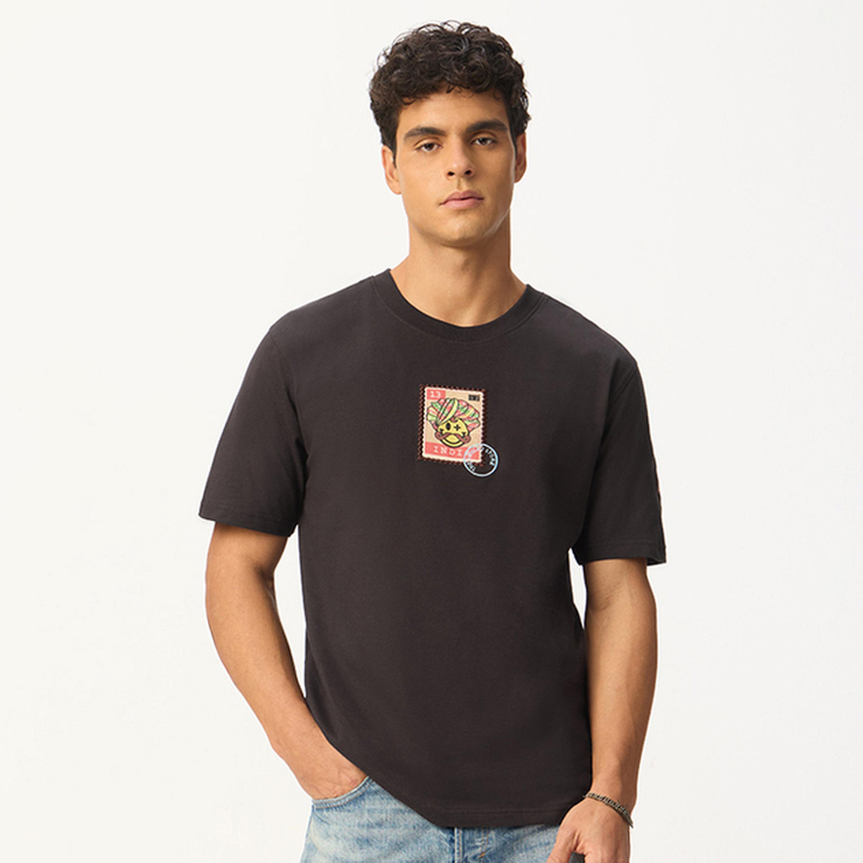 The Souled Store X Styli Men Charcoal Graphic Relaxed Fit T-Shirt-men-clothing-tshirtsandpolos-tshirts-image-1