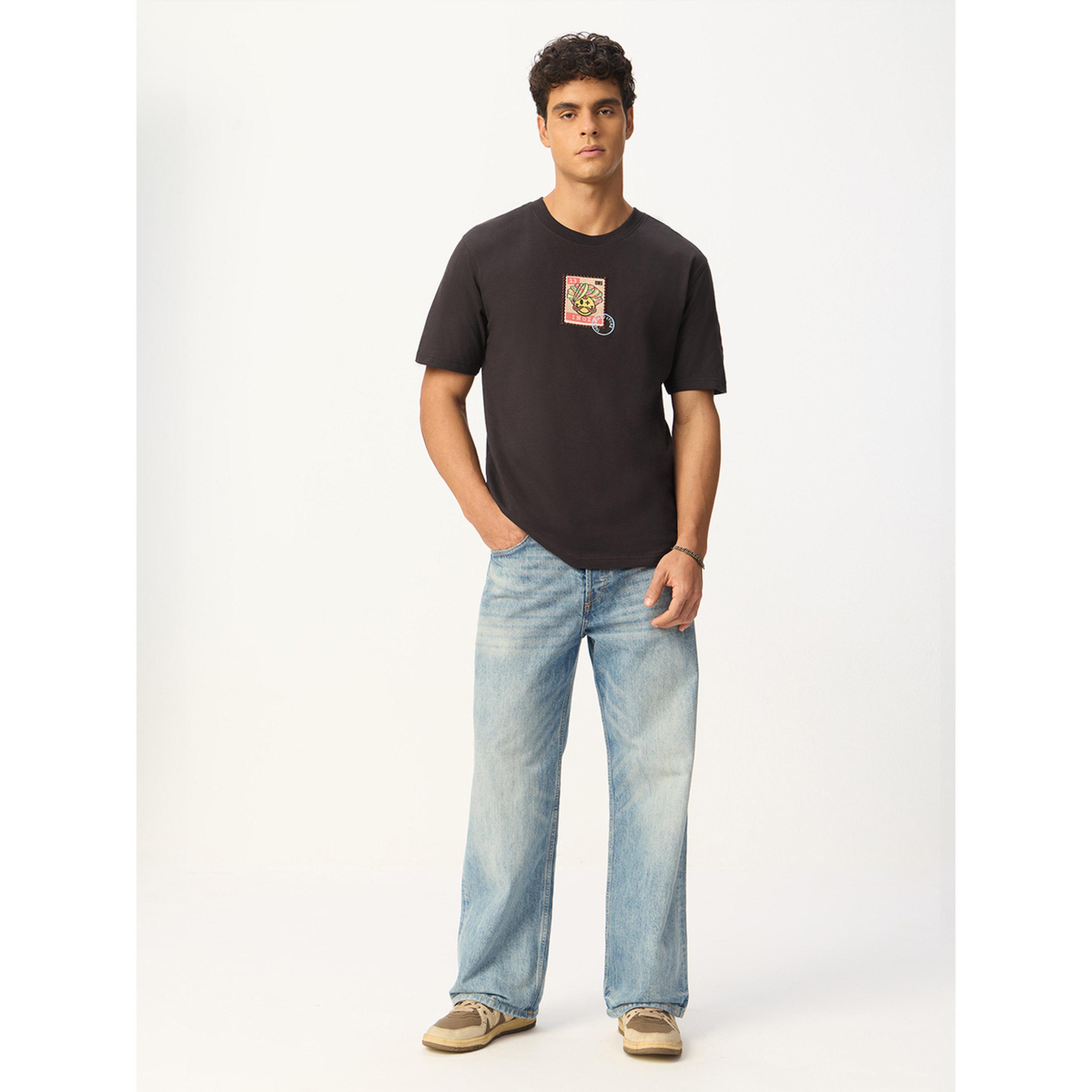 The Souled Store X Styli Men Charcoal Graphic Relaxed Fit T-Shirt-men-clothing-tshirtsandpolos-tshirts-image-2