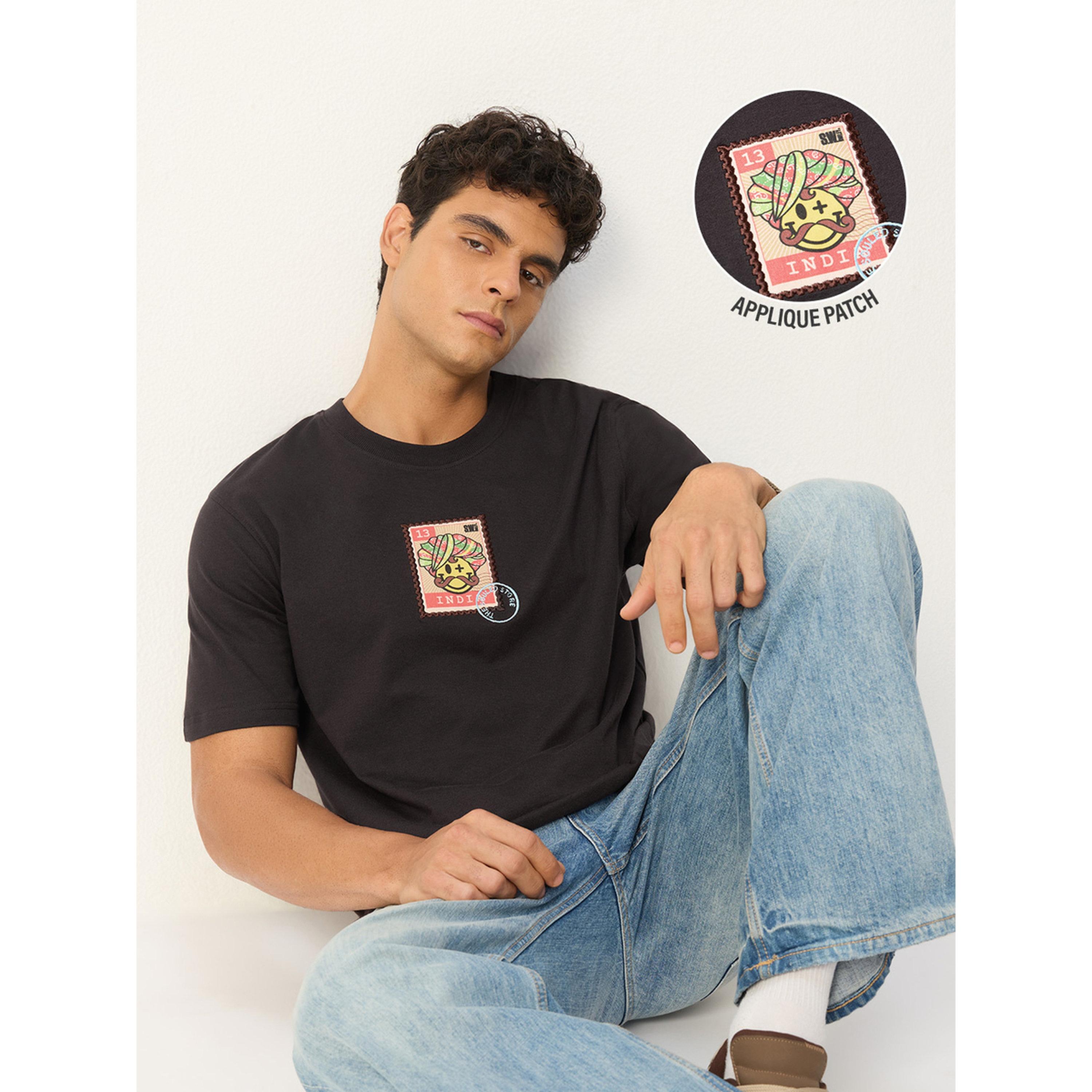 The Souled Store X Styli Men Charcoal Graphic Relaxed Fit T-Shirt-men-clothing-tshirtsandpolos-tshirts-image-3