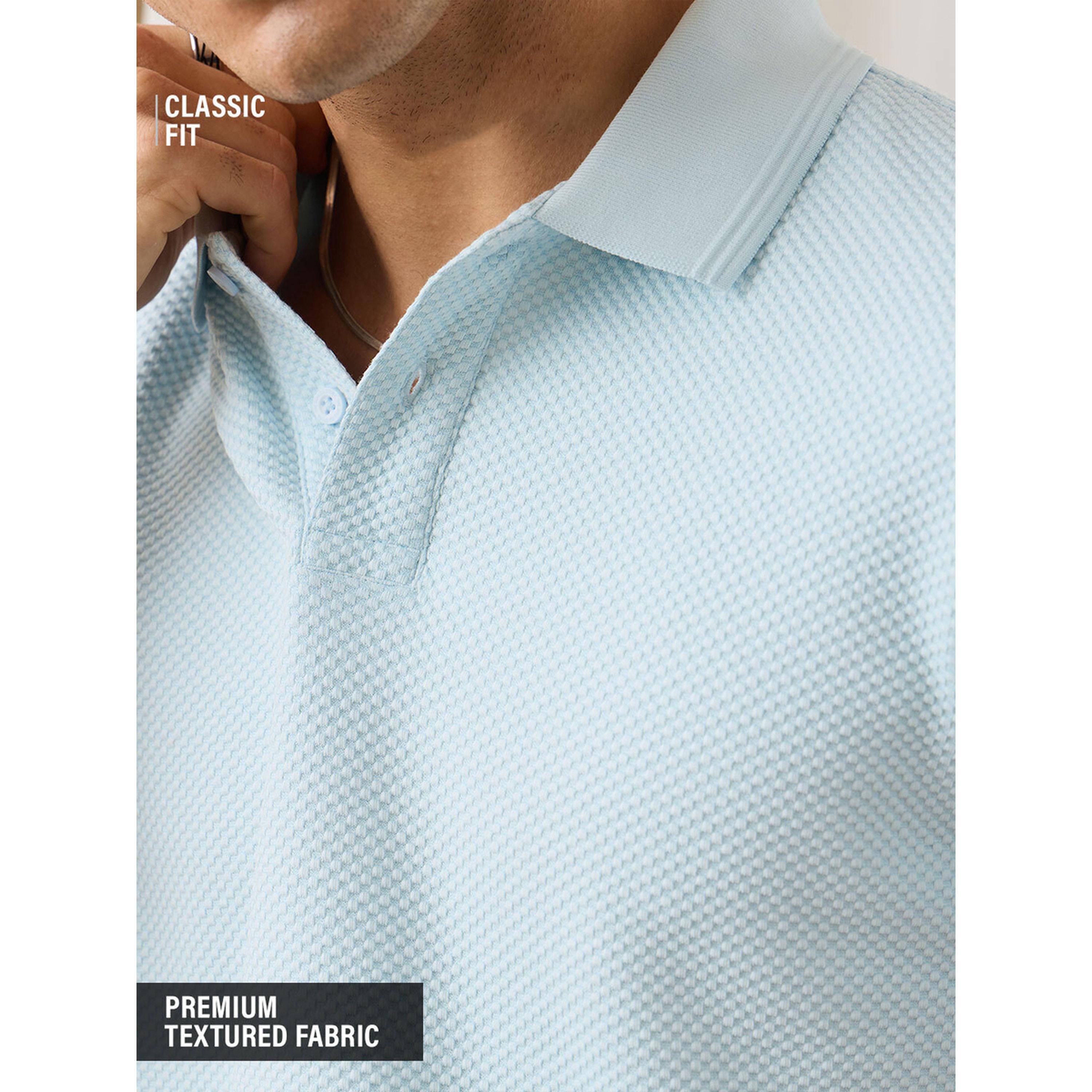 The Souled Store X Styli Men Sky Blue Textured Classic Fit Cotton Polo T-Shirt-men-clothing-tshirtsandpolos-polos-image-5