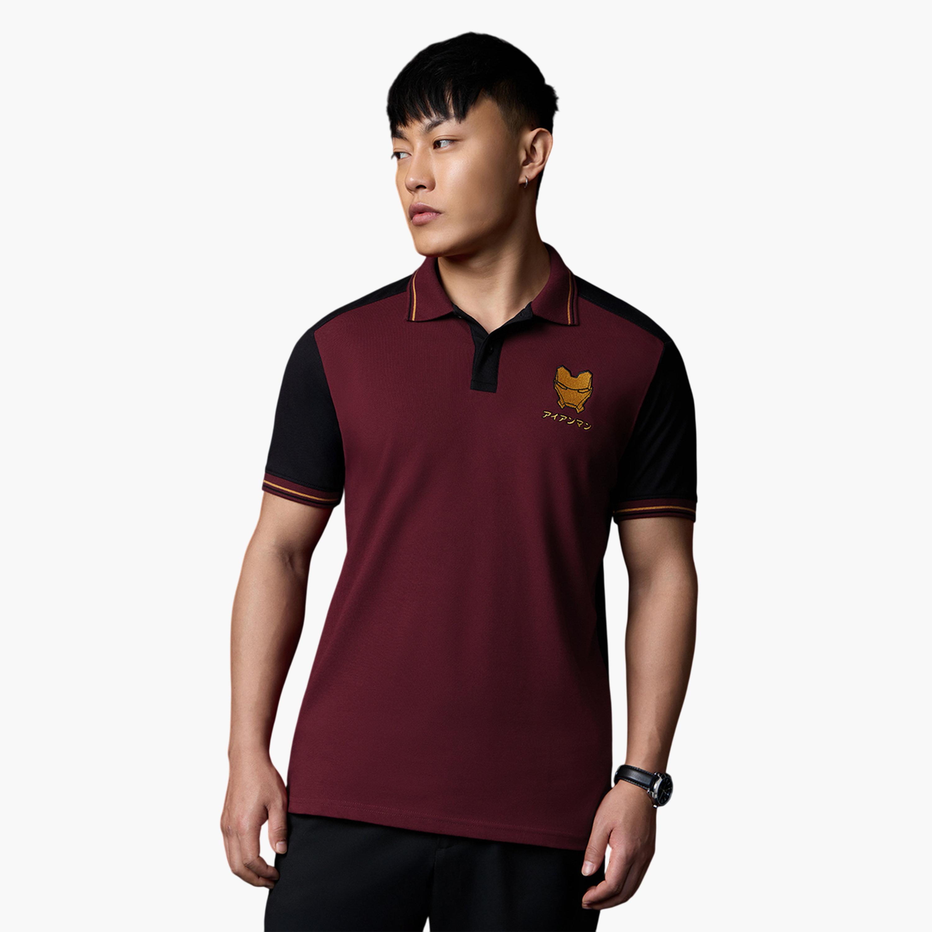 The Souled Store X Styli Iron Man Embroidered Polo T-Shirt - Burgundy-men-clothing-tshirtsandpolos-polos-image-1