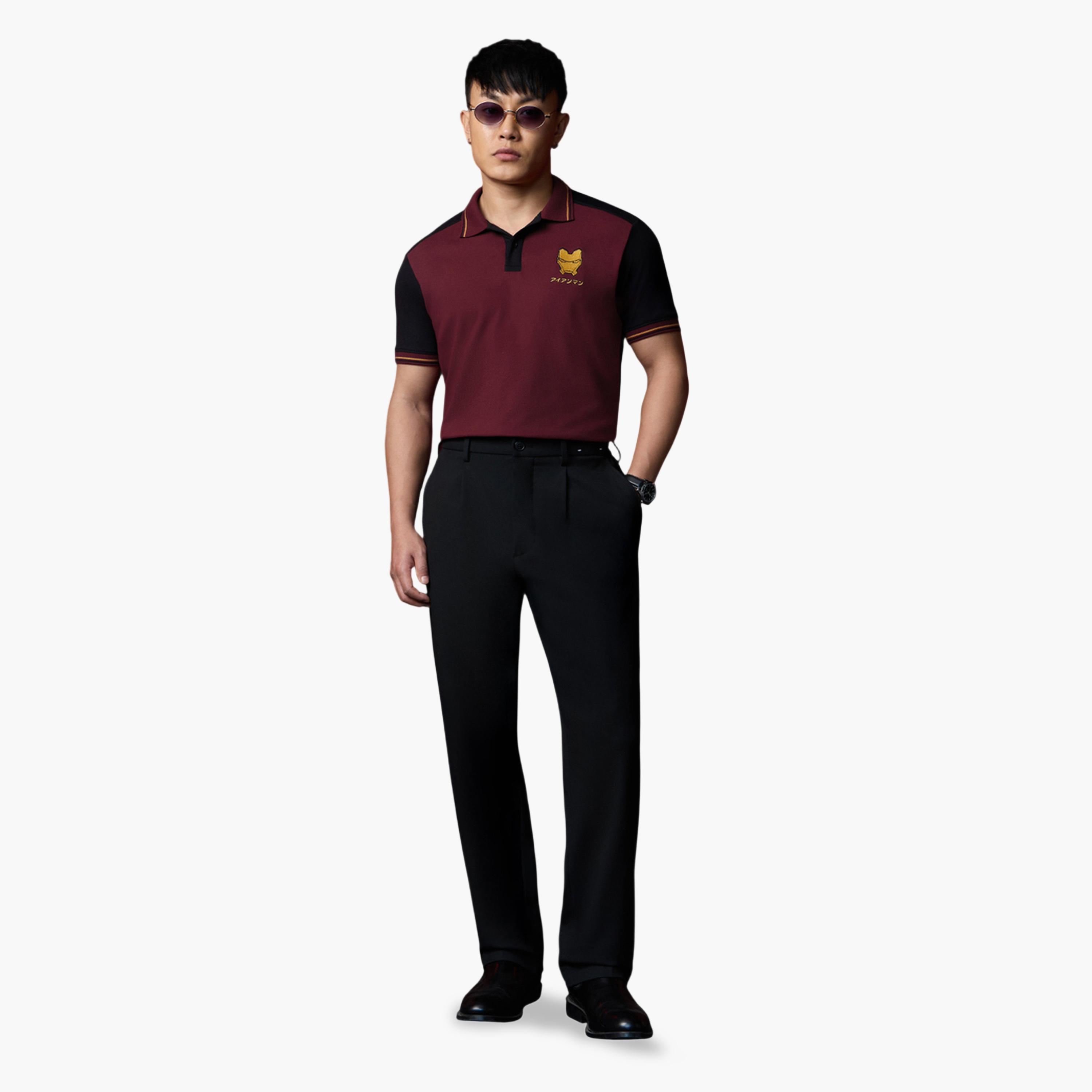The Souled Store X Styli Iron Man Embroidered Polo T-Shirt - Burgundy-men-clothing-tshirtsandpolos-polos-image-2