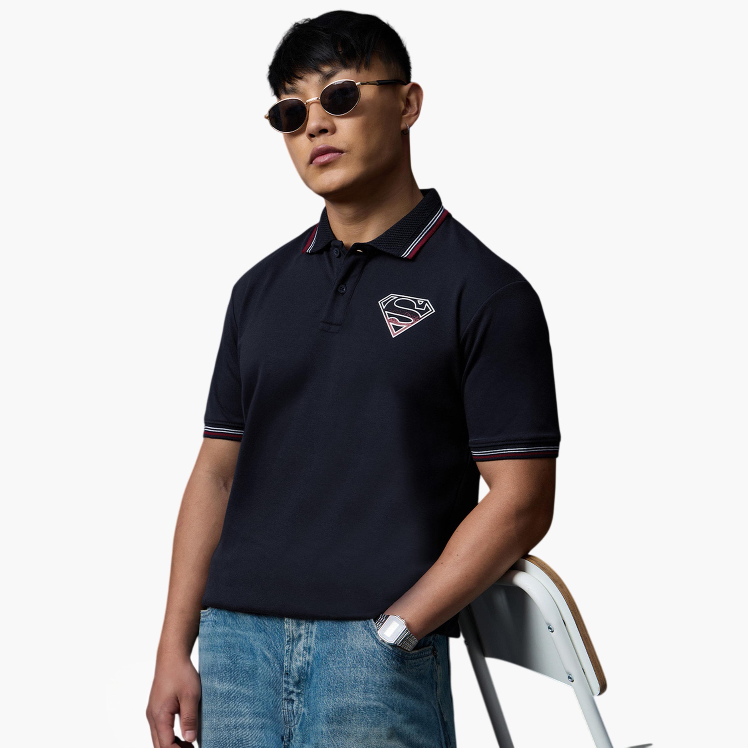 The Souled Store X Styli Mens Navy Blue Superman Graphic Polo T-Shirt - Classic Fit-men-clothing-tshirtsandpolos-polos-image-1