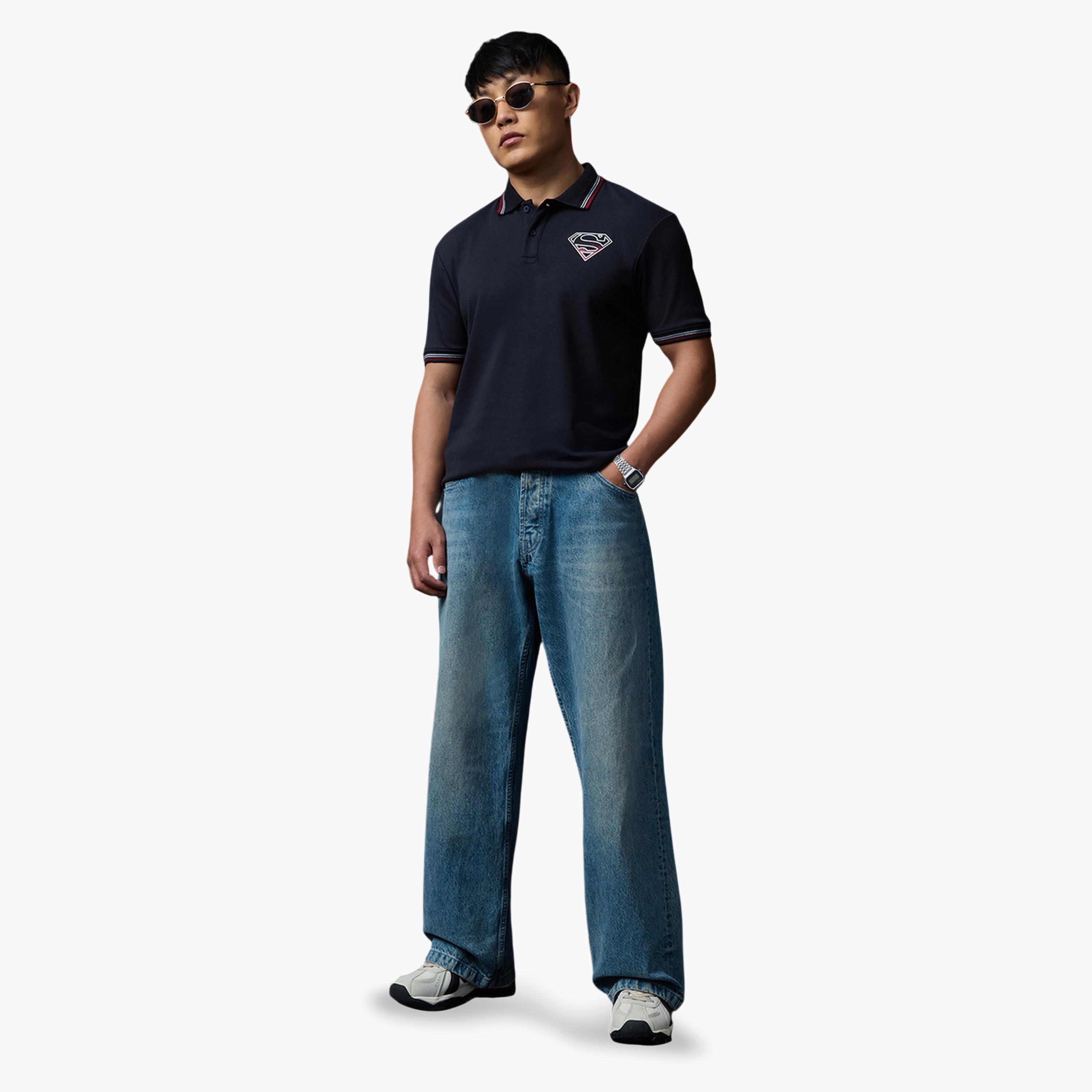 The Souled Store X Styli Mens Navy Blue Superman Graphic Polo T-Shirt - Classic Fit-men-clothing-tshirtsandpolos-polos-image-2