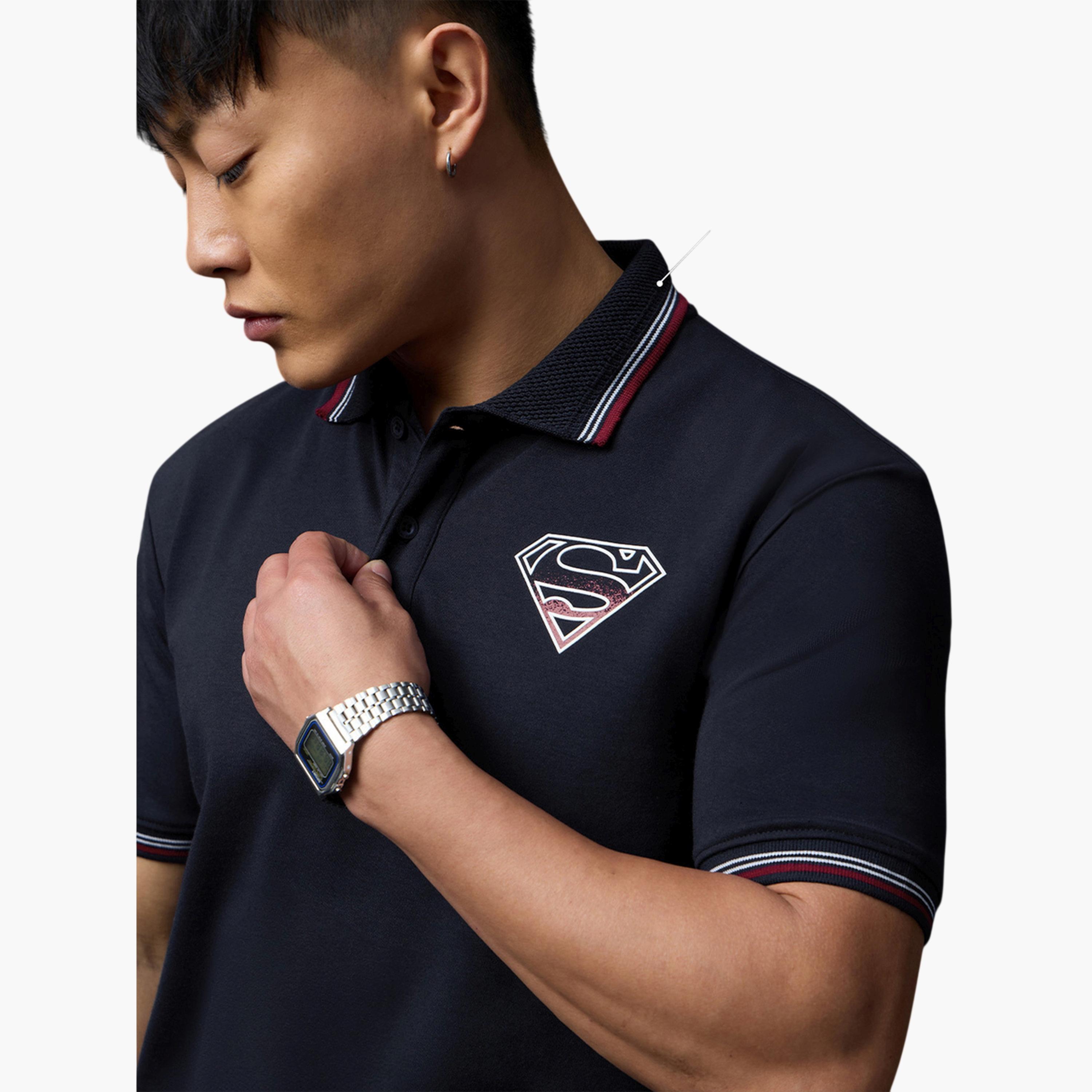The Souled Store X Styli Mens Navy Blue Superman Graphic Polo T-Shirt - Classic Fit-men-clothing-tshirtsandpolos-polos-image-4