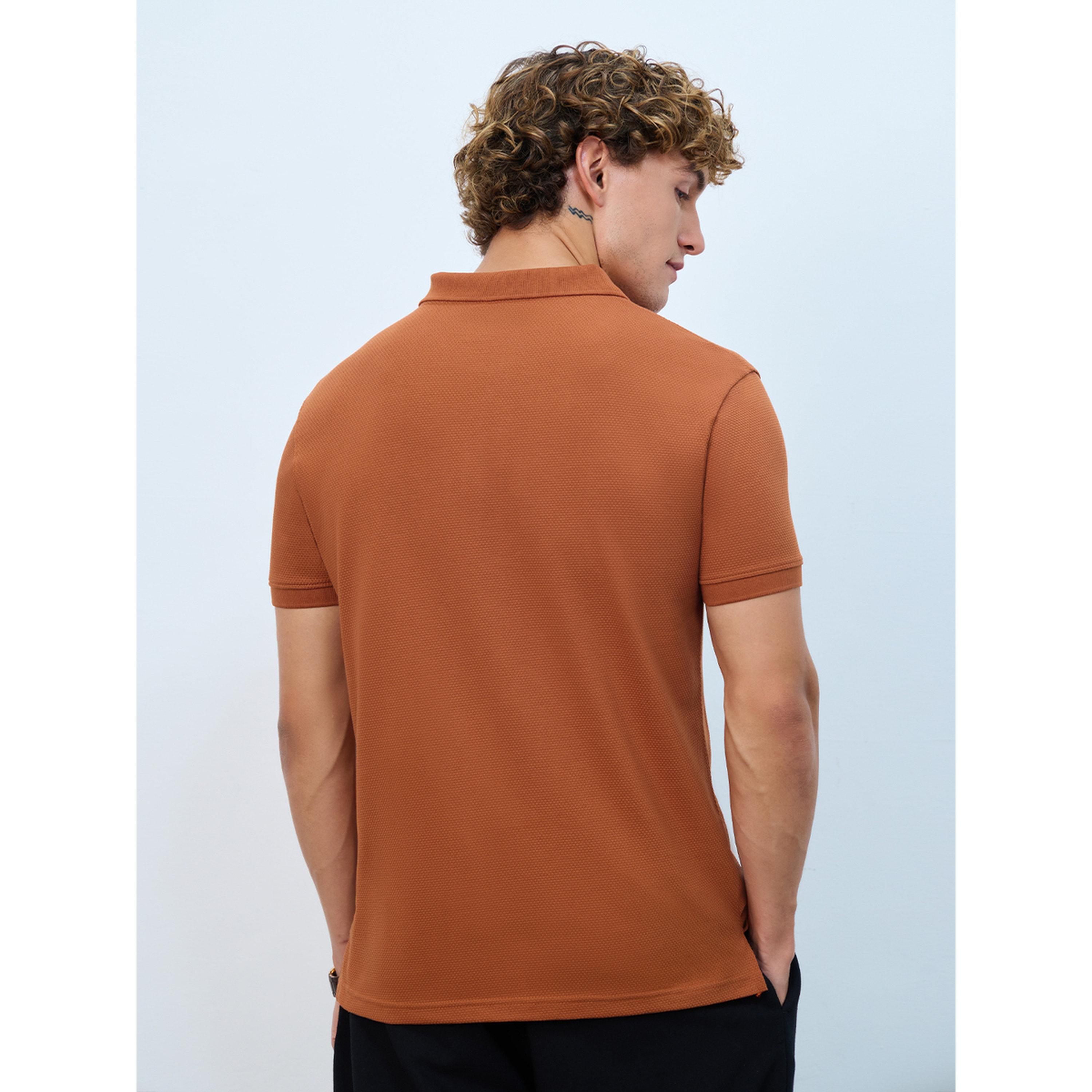 The Souled Store X Styli Men Burnt Orange Zip Polo T-Shirt-men-clothing-tshirtsandpolos-polos-image-4
