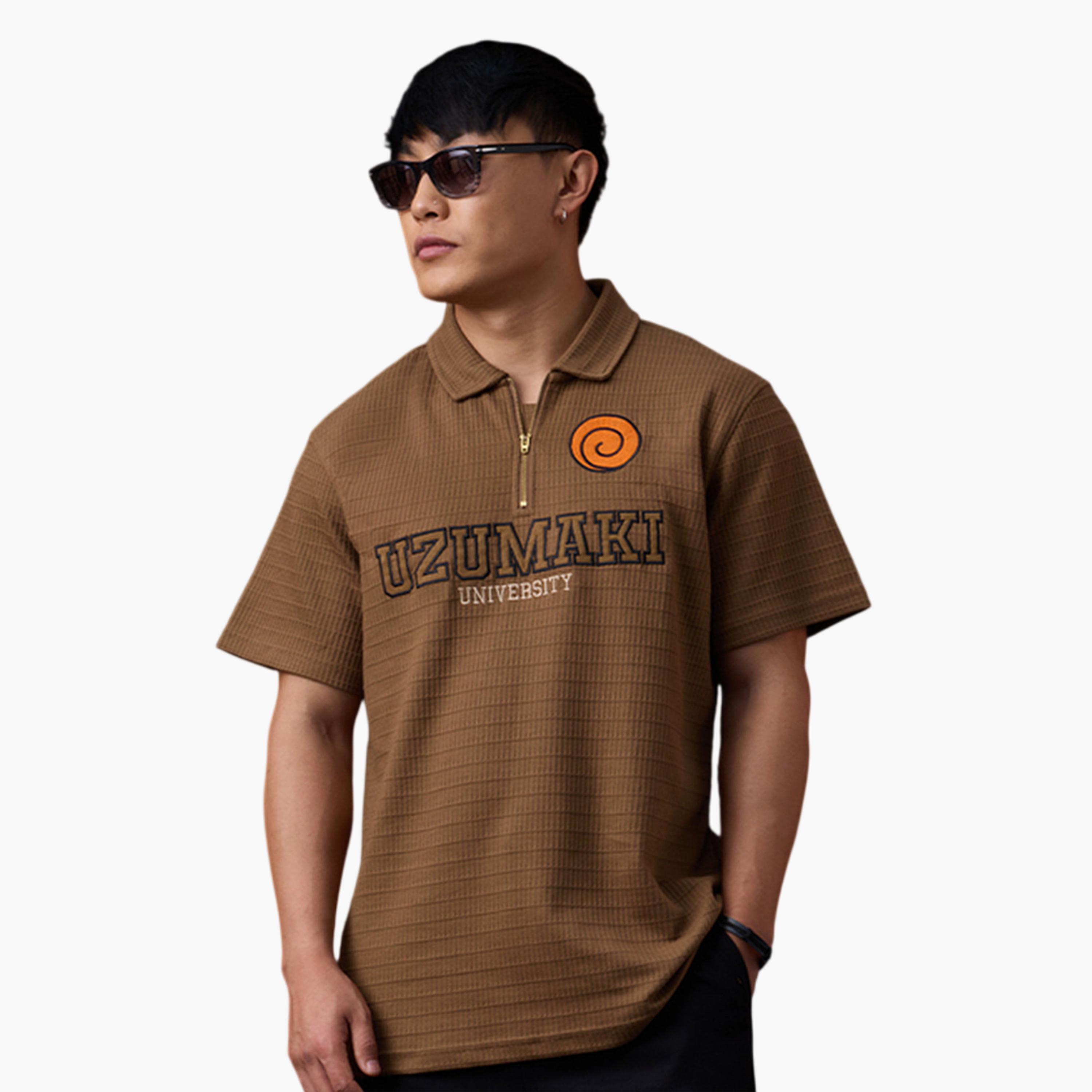The Souled Store X Styli Men Embroidered Uzumaki University Polo T-Shirt with Zip-men-clothing-tshirtsandpolos-polos-image-1