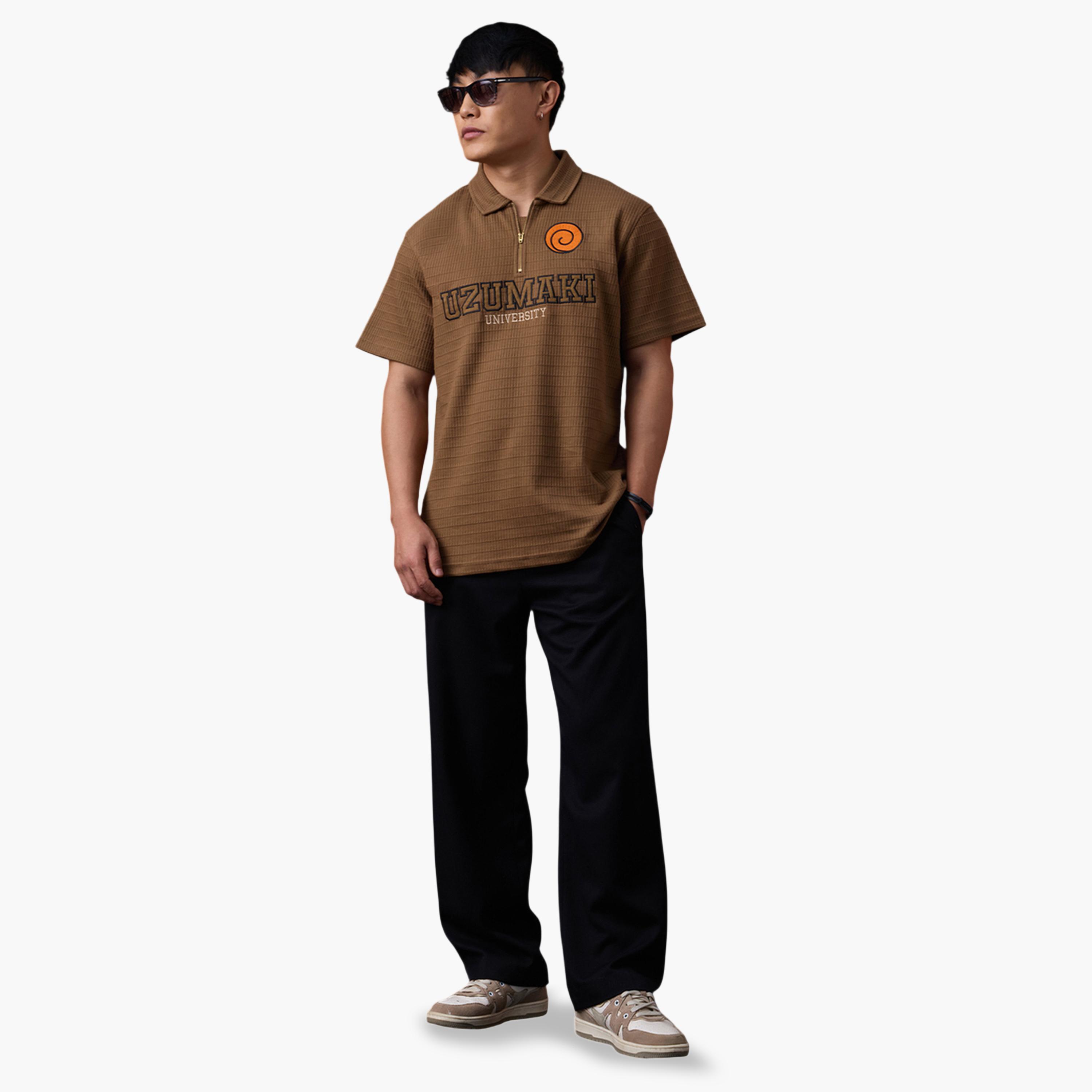 The Souled Store X Styli Men Embroidered Uzumaki University Polo T-Shirt with Zip-men-clothing-tshirtsandpolos-polos-image-2